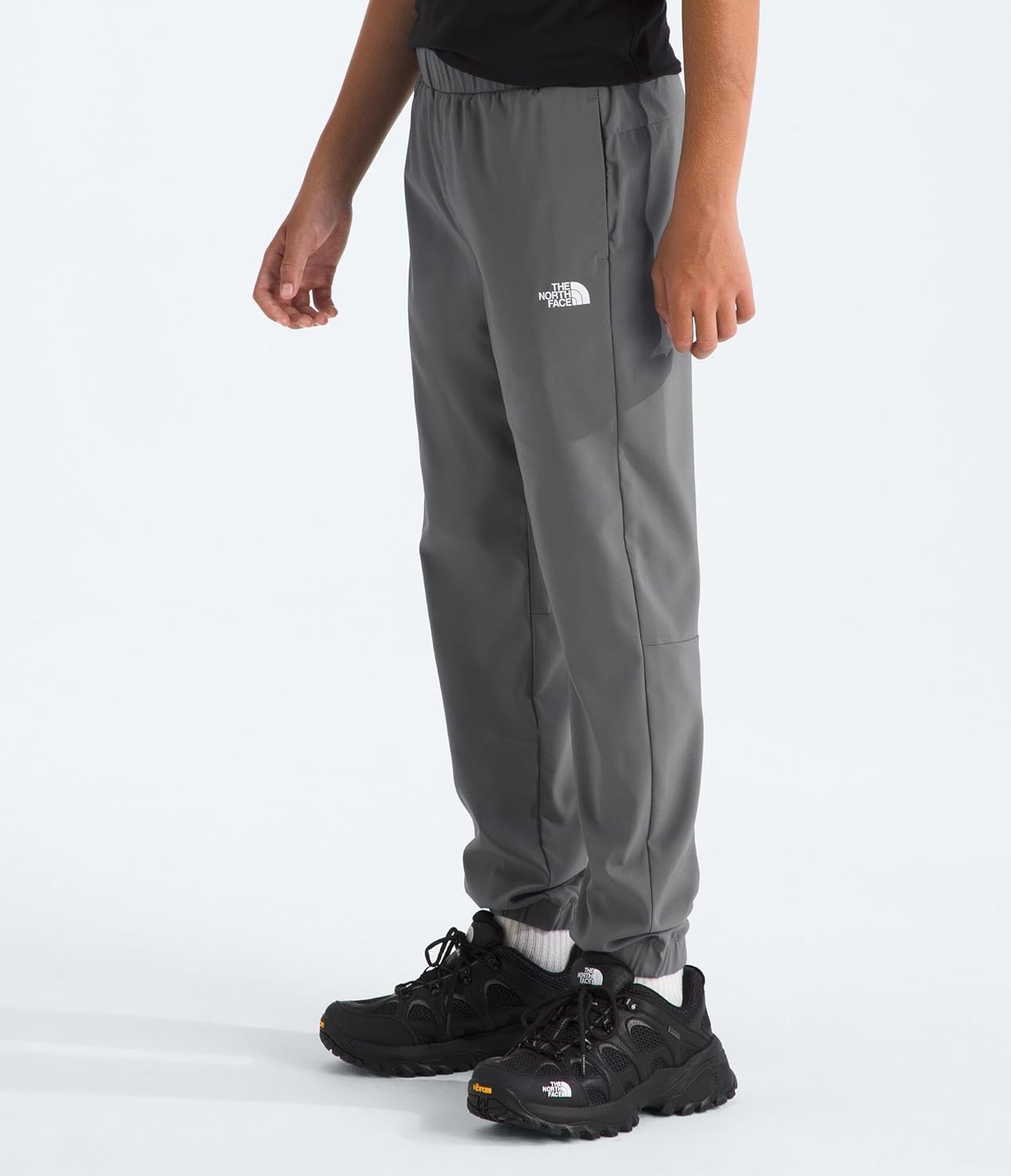 imageThe North Face Boys On The Trail Pant Moisture Wicking Water Repellent Elastic Waistband with Drawcord Zip Back PocketSmoked Pearl