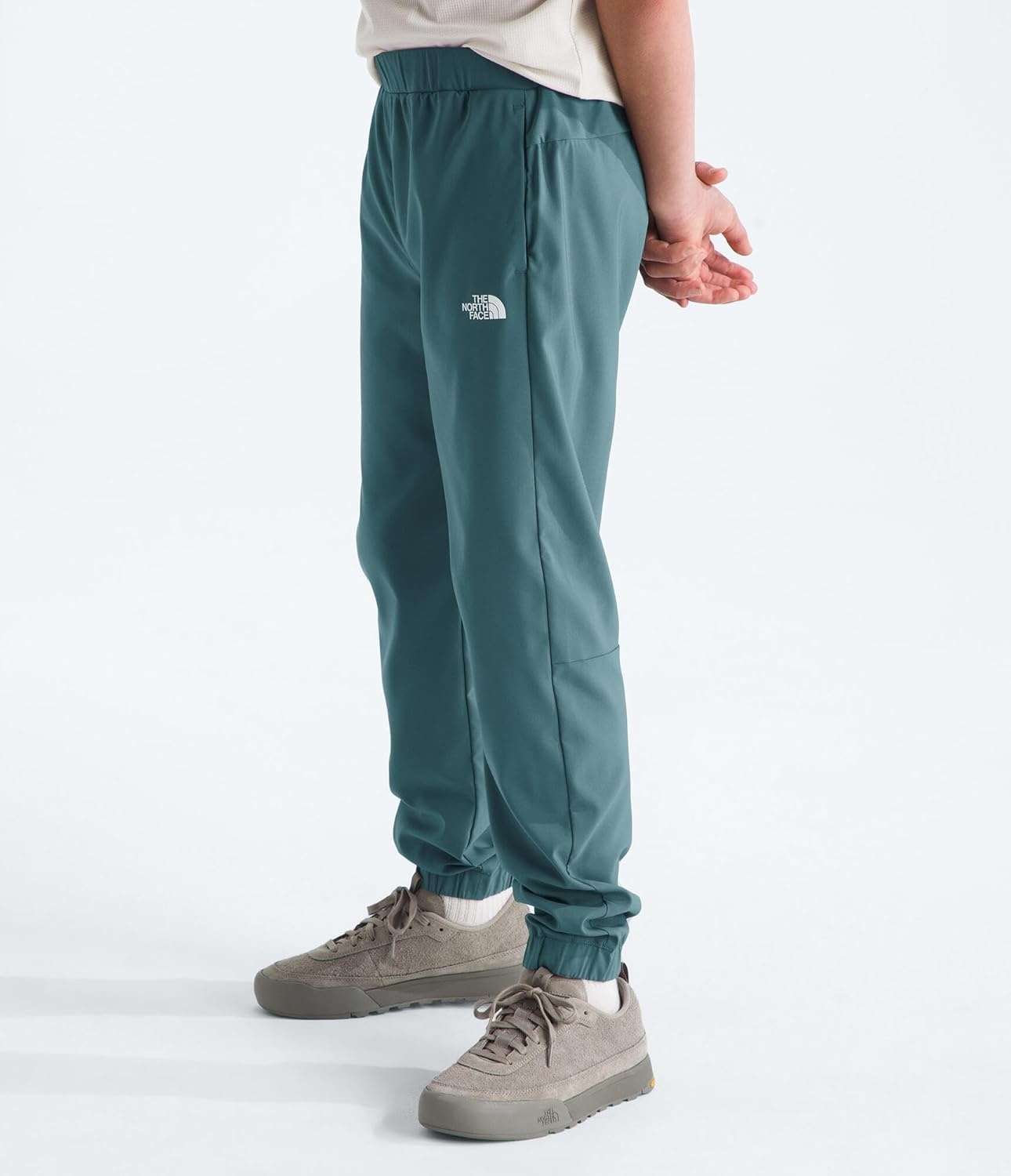 imageThe North Face Boys On The Trail Pant Moisture Wicking Water Repellent Elastic Waistband with Drawcord Zip Back PocketStormy Blue