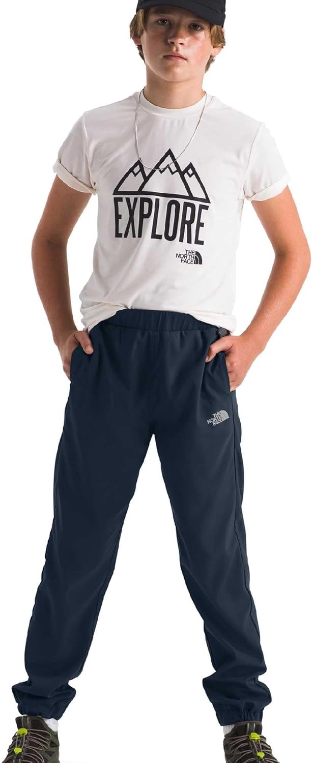 imageThe North Face Boys On The Trail Pant Moisture Wicking Water Repellent Elastic Waistband with Drawcord Zip Back PocketSummit NavySilver Reflective