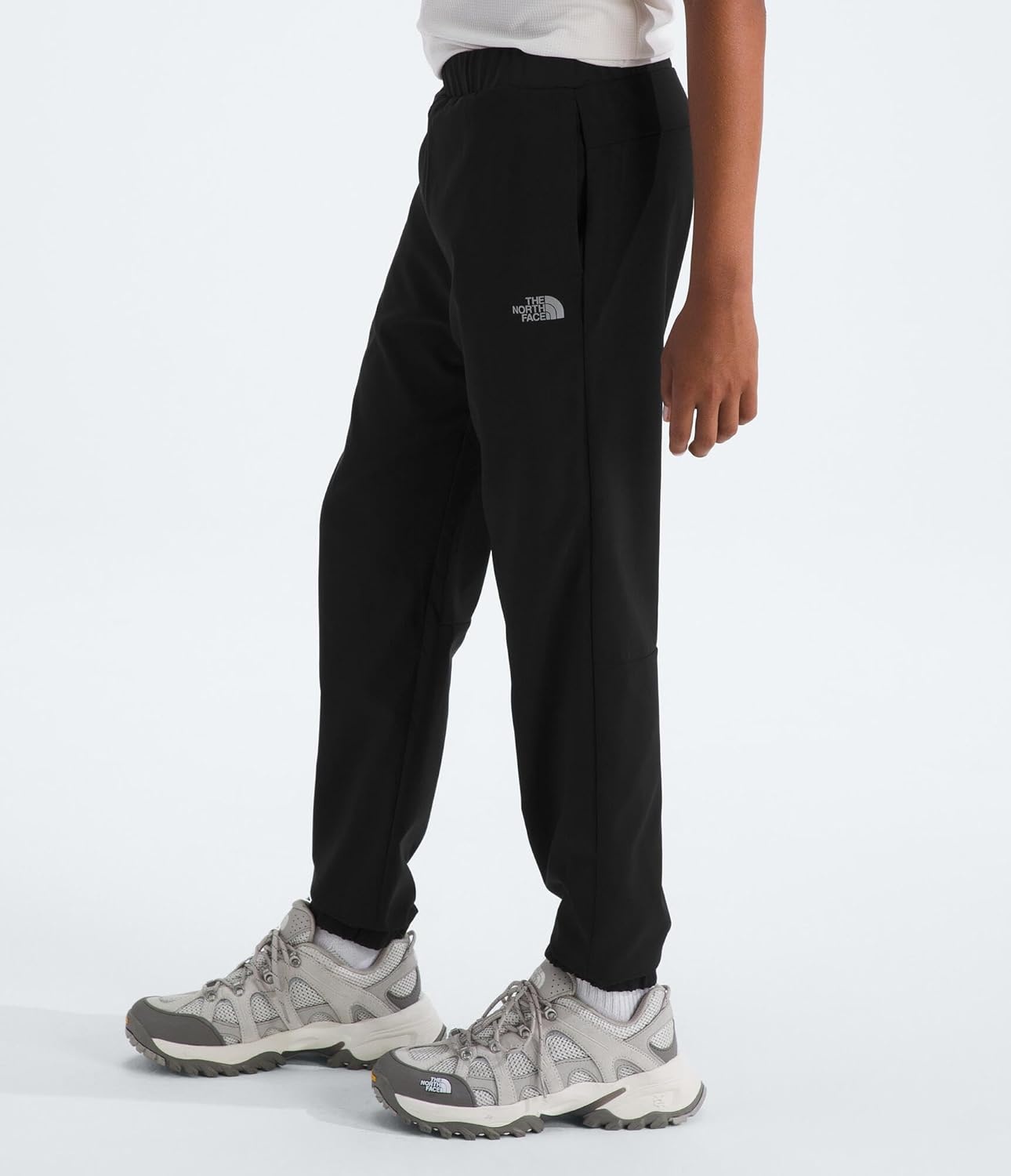 imageThe North Face Boys On The Trail Pant Moisture Wicking Water Repellent Elastic Waistband with Drawcord Zip Back PocketTnf BlackSilver Reflective