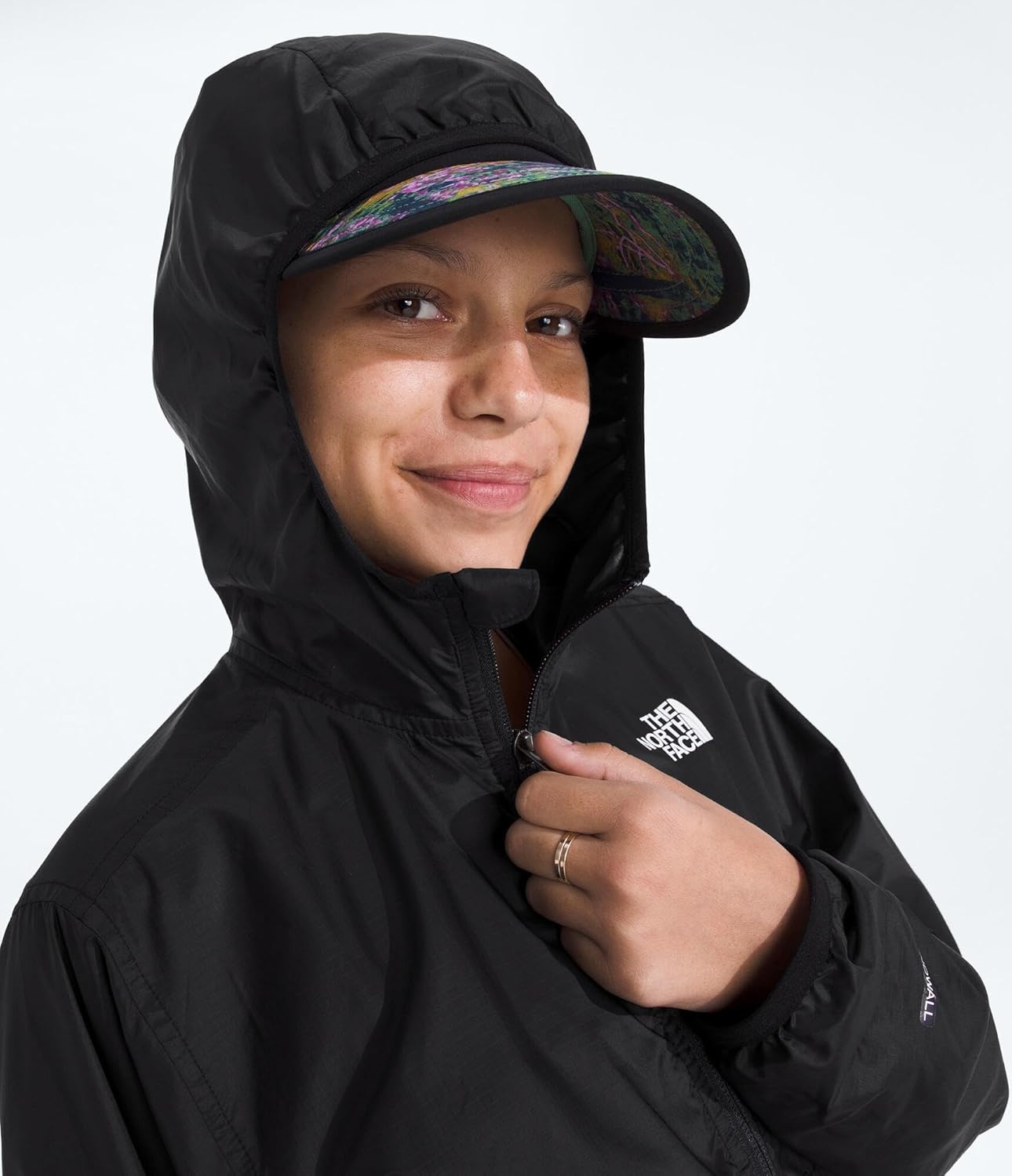 image:imageThe North Face Girls Tnf Cyclone Wind Jacket Wind amp Water Resistant Upf 40 Sun Protection Builtin Chin GuardTnf Black