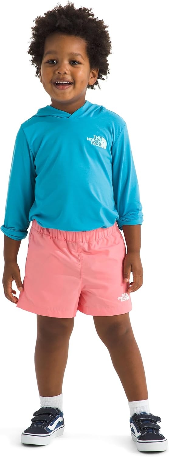 image:imageThe North Face Kids Class V Short Moisture Wicking ColorChanging Design Elastic Waistband MeshLined PocketsCoral Crush Logo Weather Topo Phantom Print