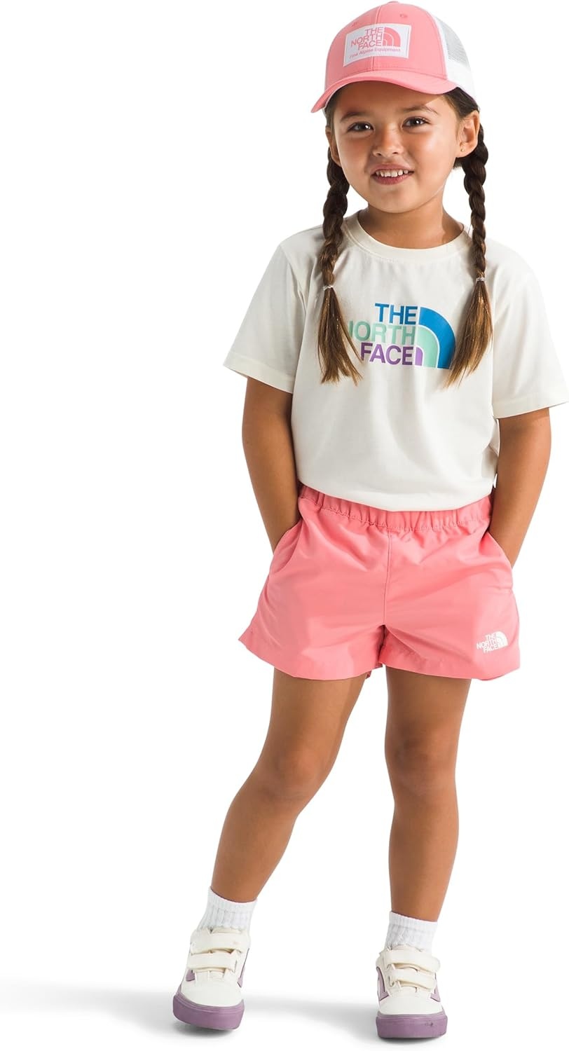 image:imageThe North Face Kids Class V Short Moisture Wicking ColorChanging Design Elastic Waistband MeshLined PocketsCoral Crush Logo Weather Topo Phantom Print
