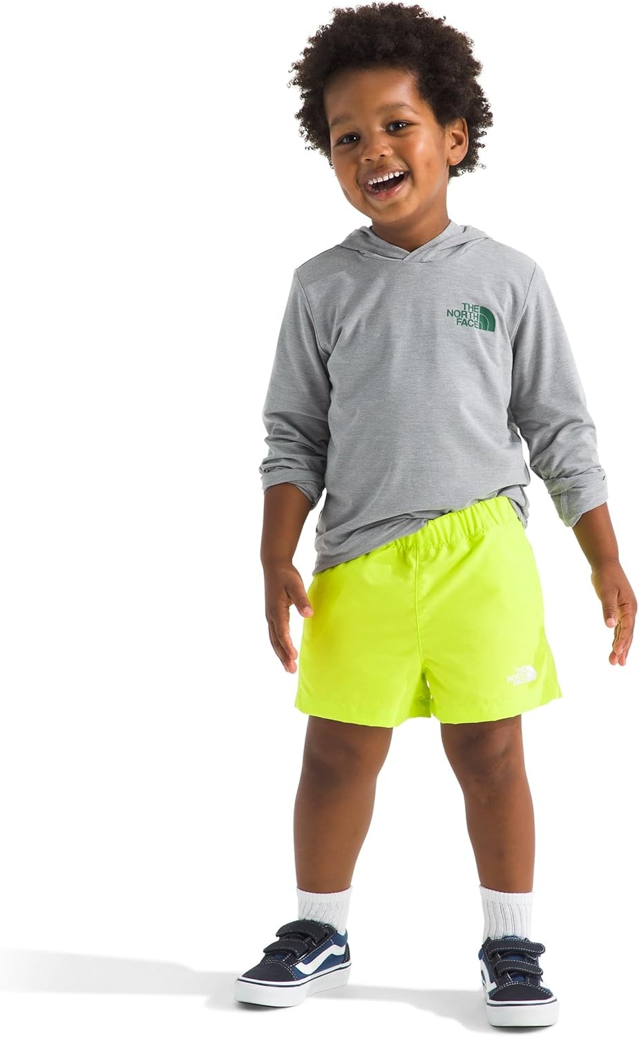 image:imageThe North Face Kids Class V Short Moisture Wicking ColorChanging Design Elastic Waistband MeshLined PocketsFizz Lime Logo Weather Topo Phantom Print