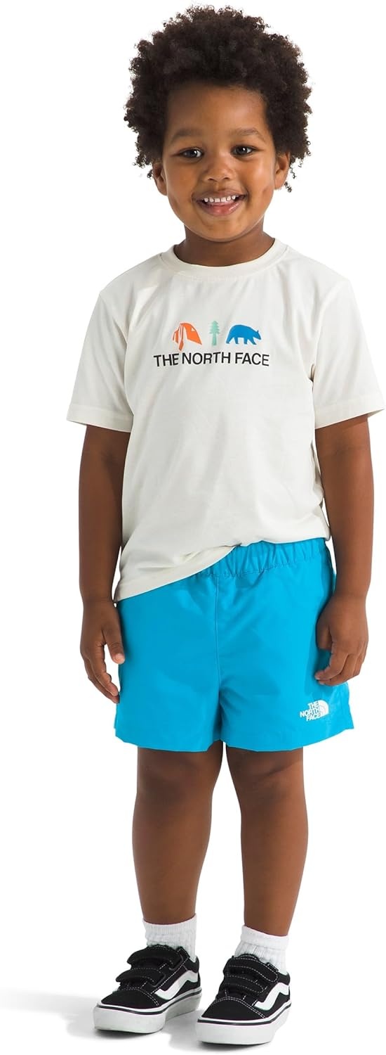 image:imageThe North Face Kids Class V Short Moisture Wicking ColorChanging Design Elastic Waistband MeshLined PocketsMeridian Blue Logo Weather Topo Phantom Print