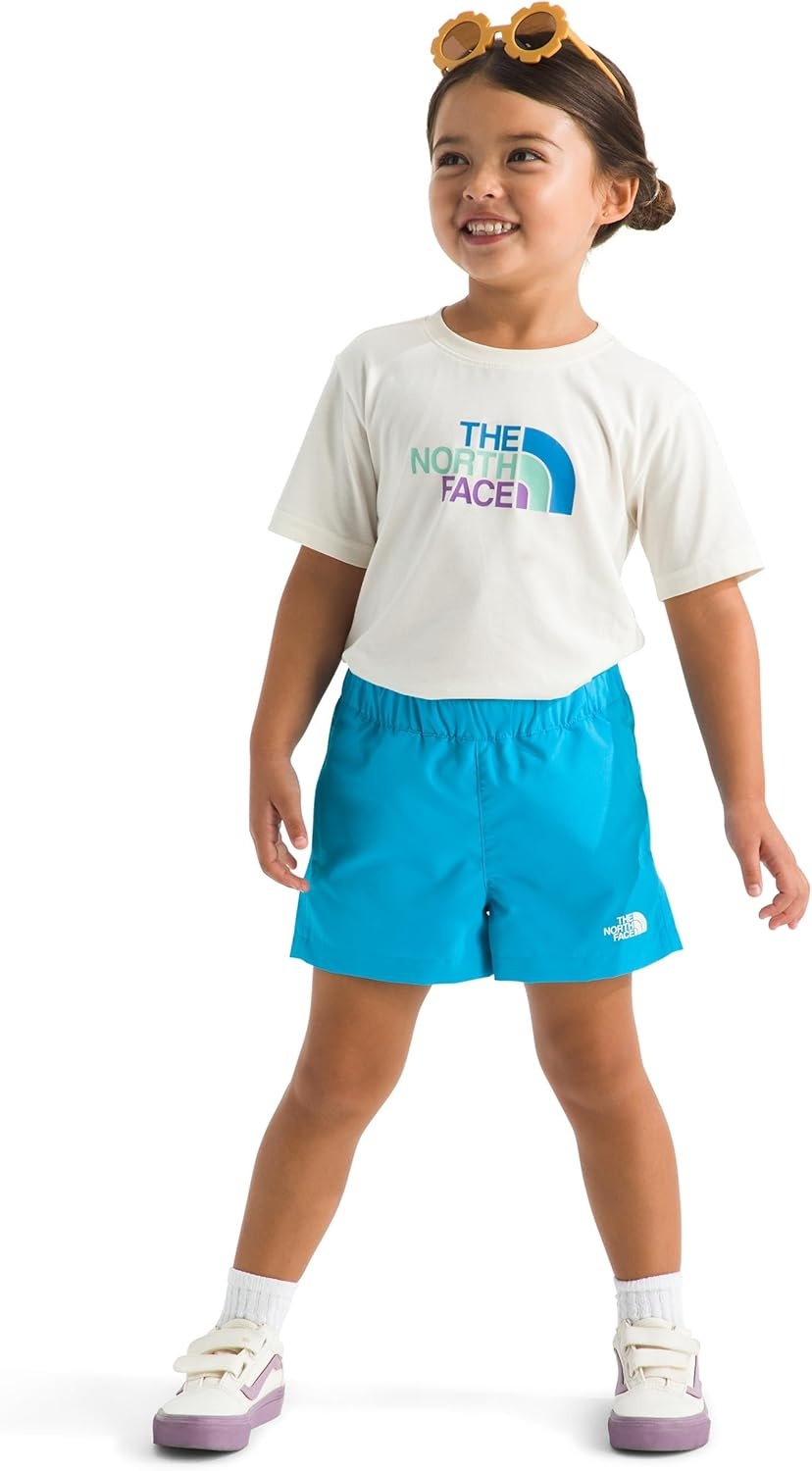 image:imageThe North Face Kids Class V Short Moisture Wicking ColorChanging Design Elastic Waistband MeshLined PocketsMeridian Blue Logo Weather Topo Phantom Print