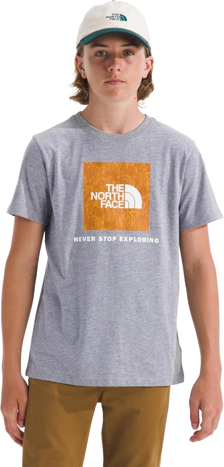 image:imageThe North Face Kids Evolution Print Box Logo NSE ShortSleeve Tee Cotton Shirt for Boys amp Girls with a GraphicTnf Pale Grey HeatherSummit Gold Regenerative Ink Print
