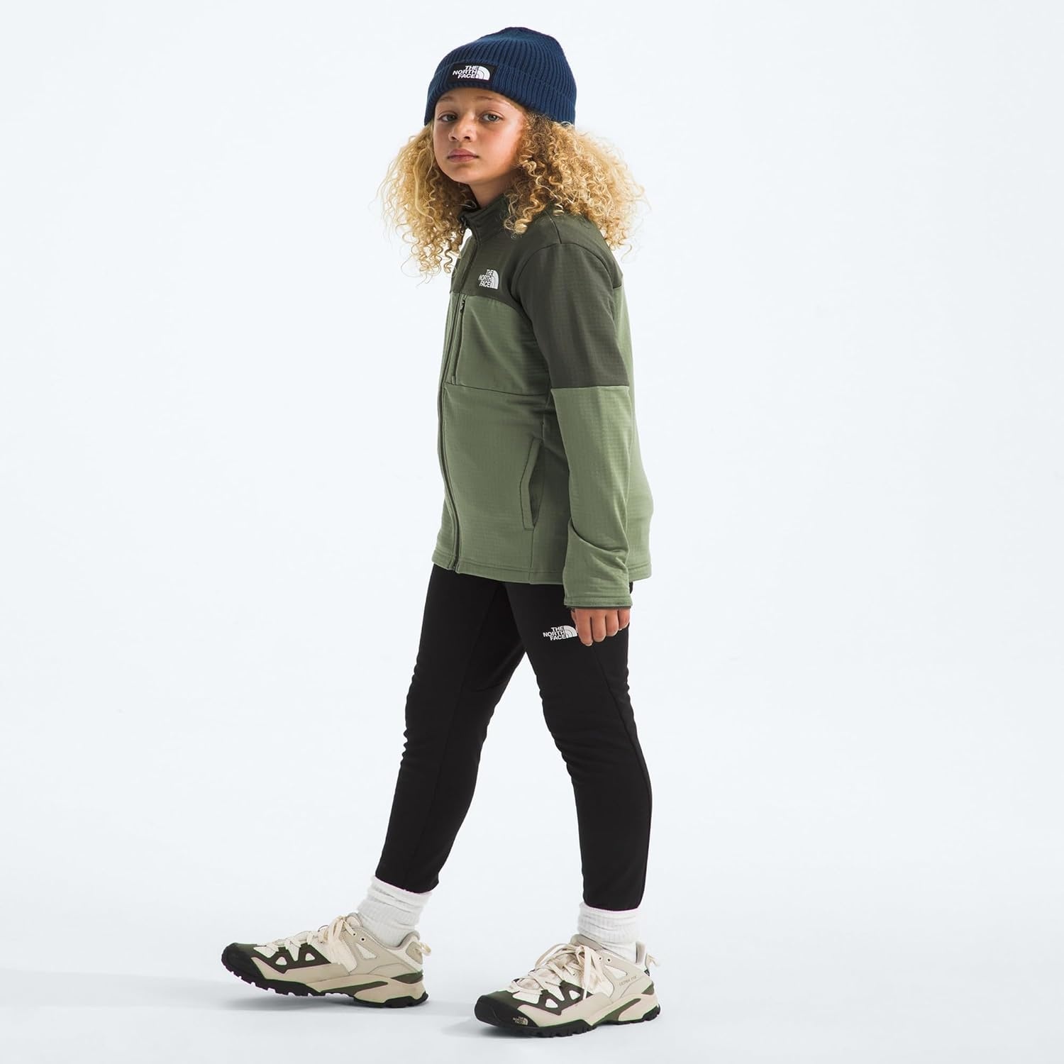 image:imageThe North Face Kids Hike Midlayer Full Zip Jacket Lightweight Outerwear for Boys amp Girls Securezip Chest PocketBark MistNew Taupe Green