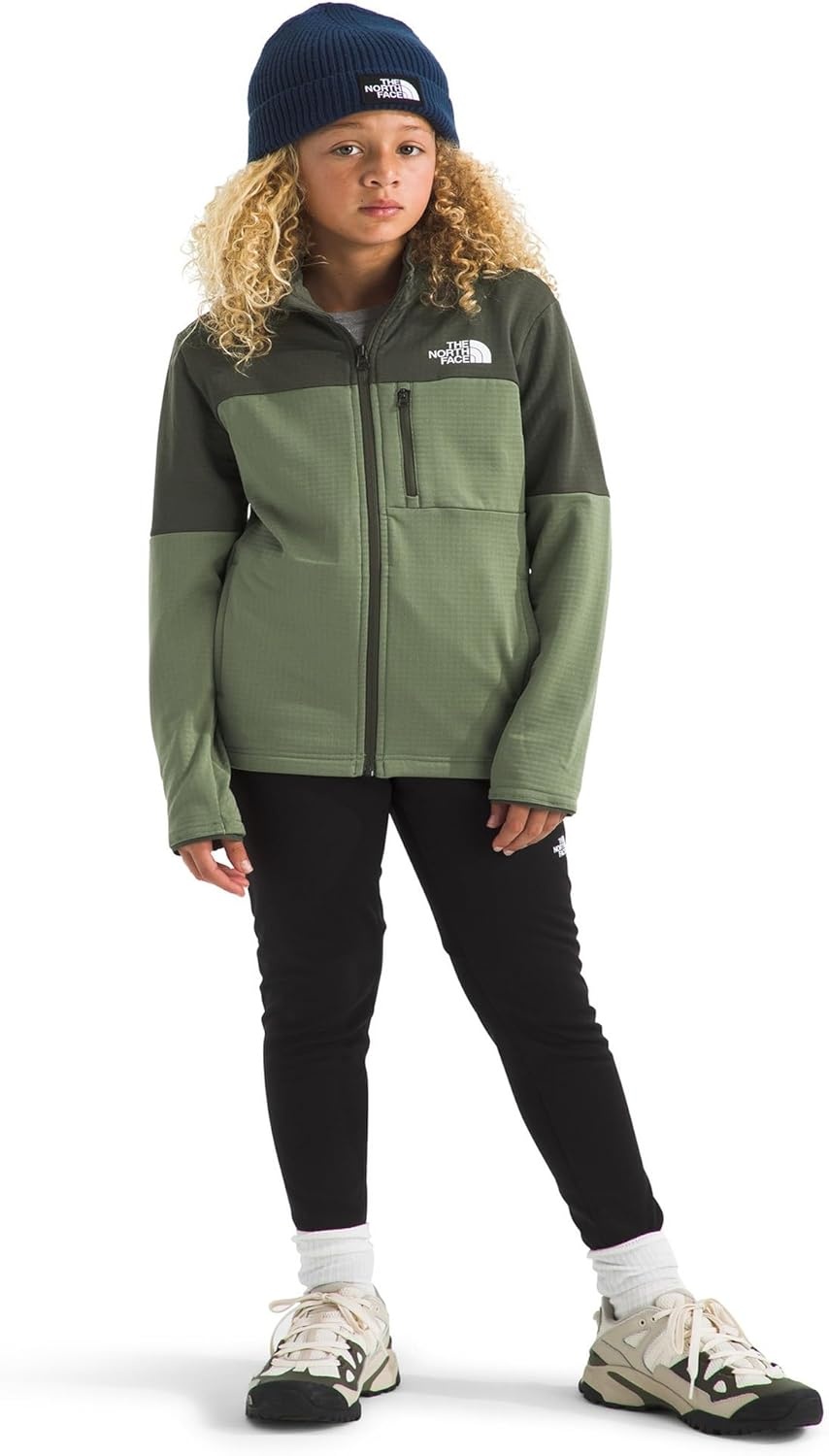 image:imageThe North Face Kids Hike Midlayer Full Zip Jacket Lightweight Outerwear for Boys amp Girls Securezip Chest PocketBark MistNew Taupe Green