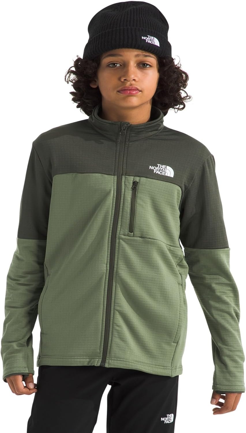 image:imageThe North Face Kids Hike Midlayer Full Zip Jacket Lightweight Outerwear for Boys amp Girls Securezip Chest PocketBark MistNew Taupe Green
