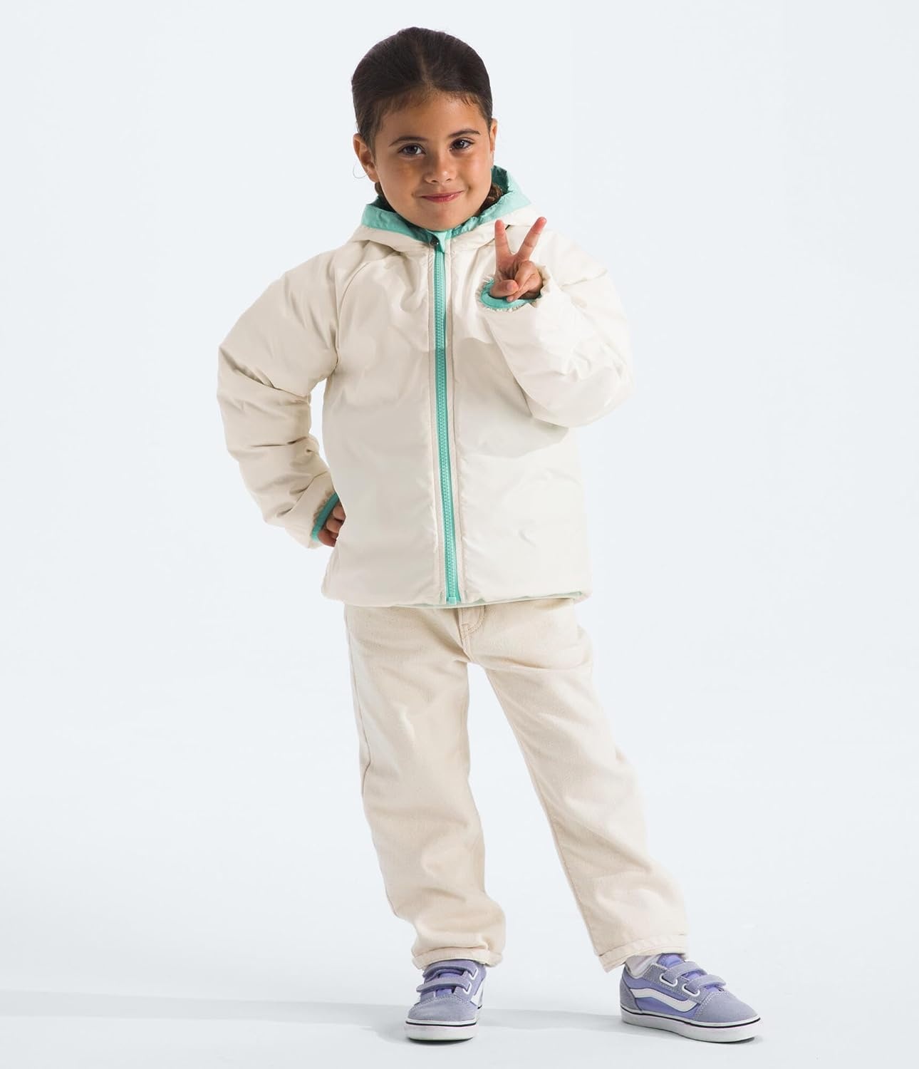 imageThe North Face Kids Reversible Perrito Insulated Hooded Jacket 2 in 1 Winter Coat for Boys amp Girls Water RepellentBright Foam