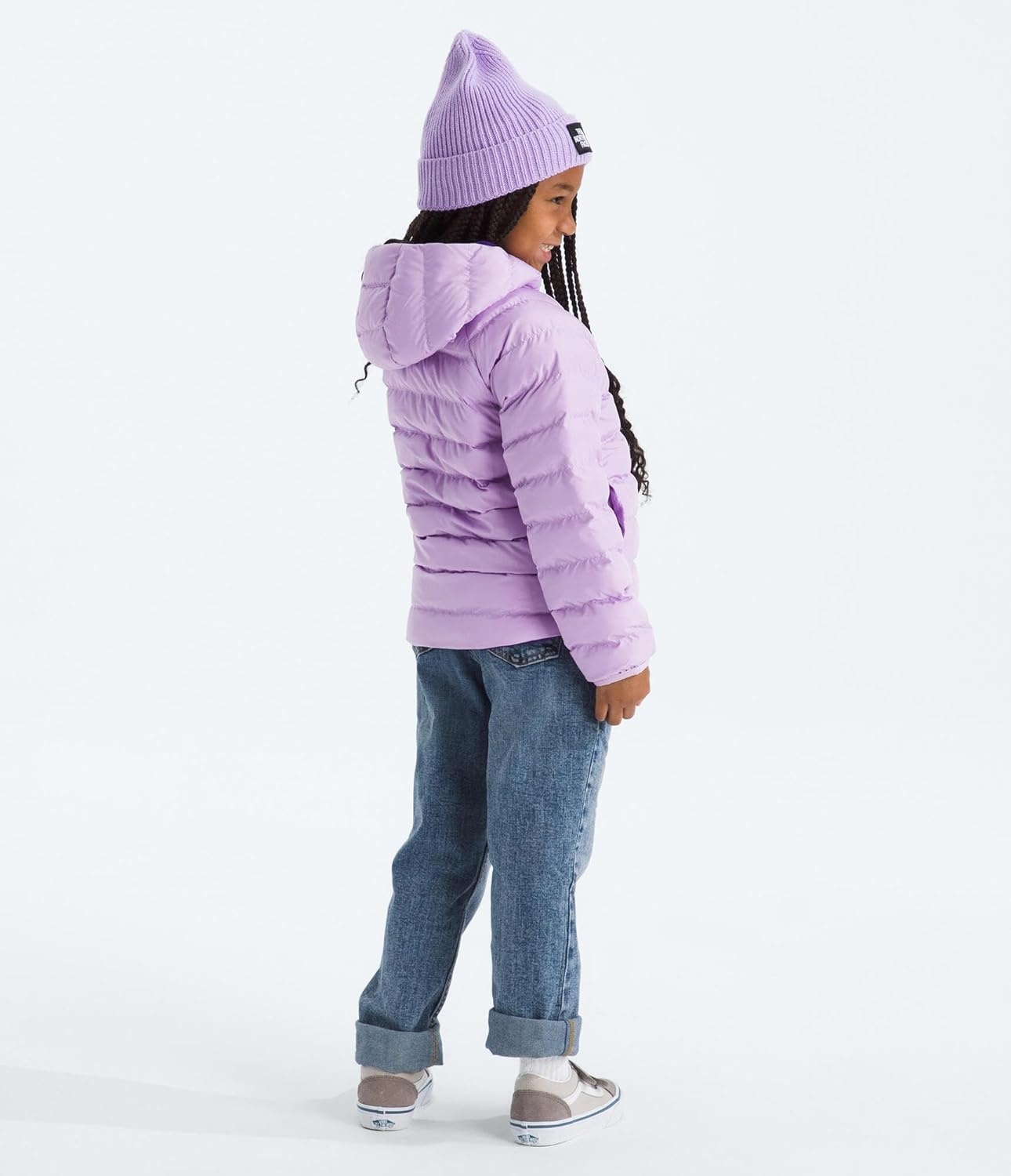 imageThe North Face Kids Reversible Perrito Insulated Hooded Jacket 2 in 1 Winter Coat for Boys amp Girls Water RepellentLite Lilac