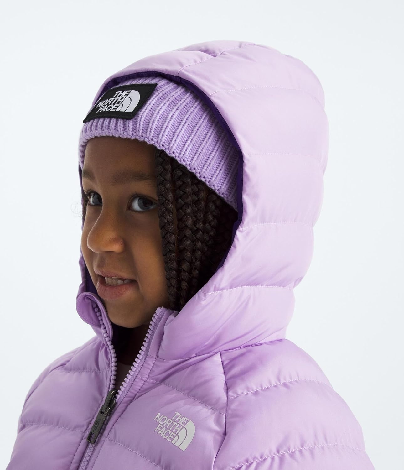 imageThe North Face Kids Reversible Perrito Insulated Hooded Jacket 2 in 1 Winter Coat for Boys amp Girls Water RepellentLite Lilac