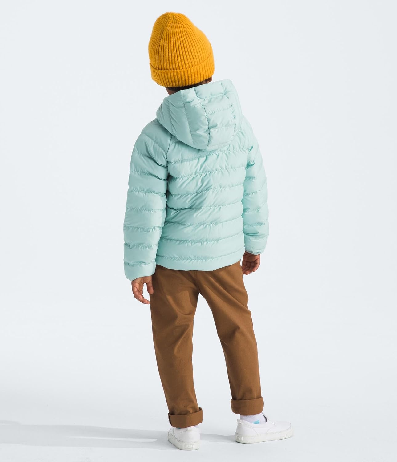 imageThe North Face Kids Reversible Perrito Insulated Hooded Jacket 2 in 1 Winter Coat for Boys amp Girls Water RepellentMuted Pine