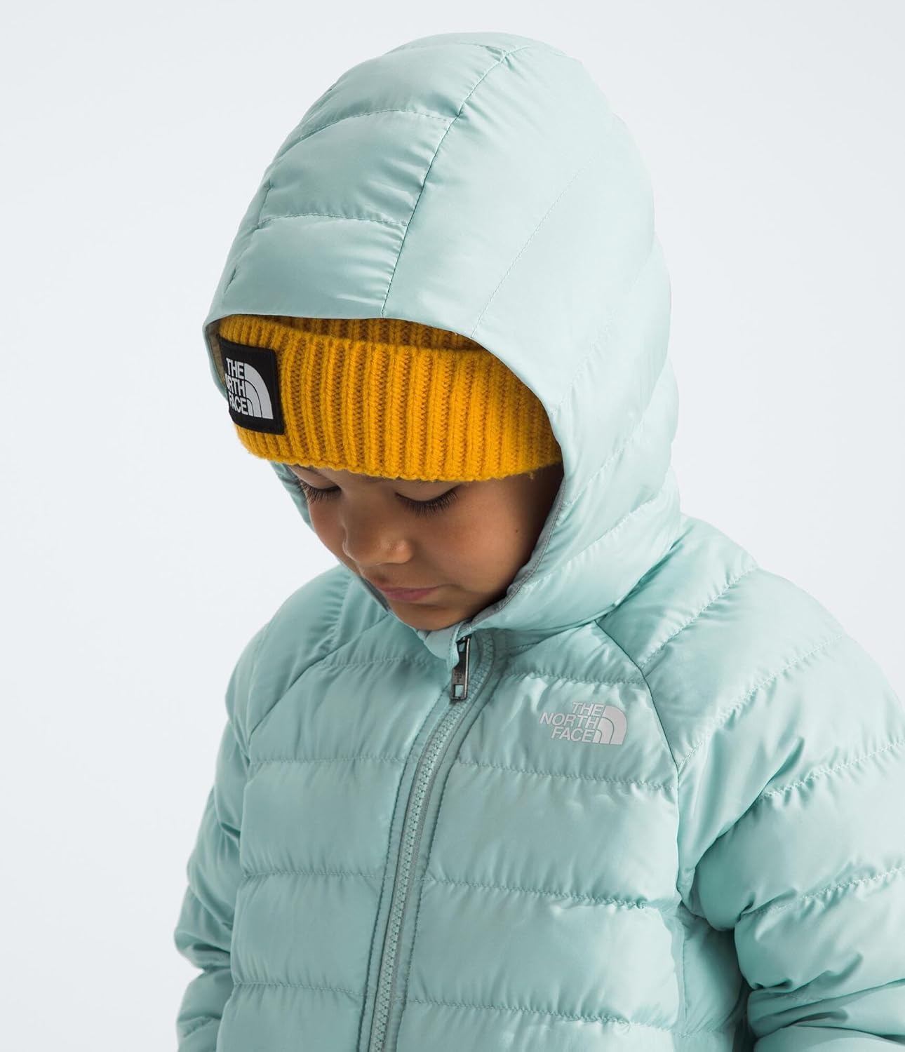 imageThe North Face Kids Reversible Perrito Insulated Hooded Jacket 2 in 1 Winter Coat for Boys amp Girls Water RepellentMuted Pine