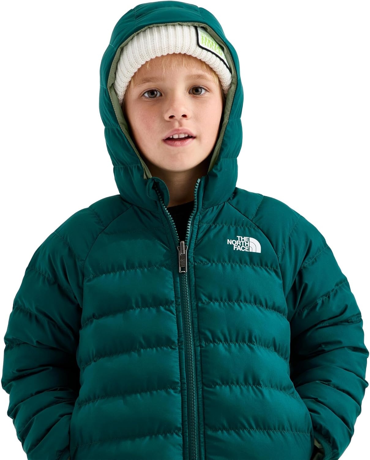 imageThe North Face Kids Reversible Perrito Insulated Hooded Jacket 2 in 1 Winter Coat for Boys amp Girls Water RepellentPacific Teal
