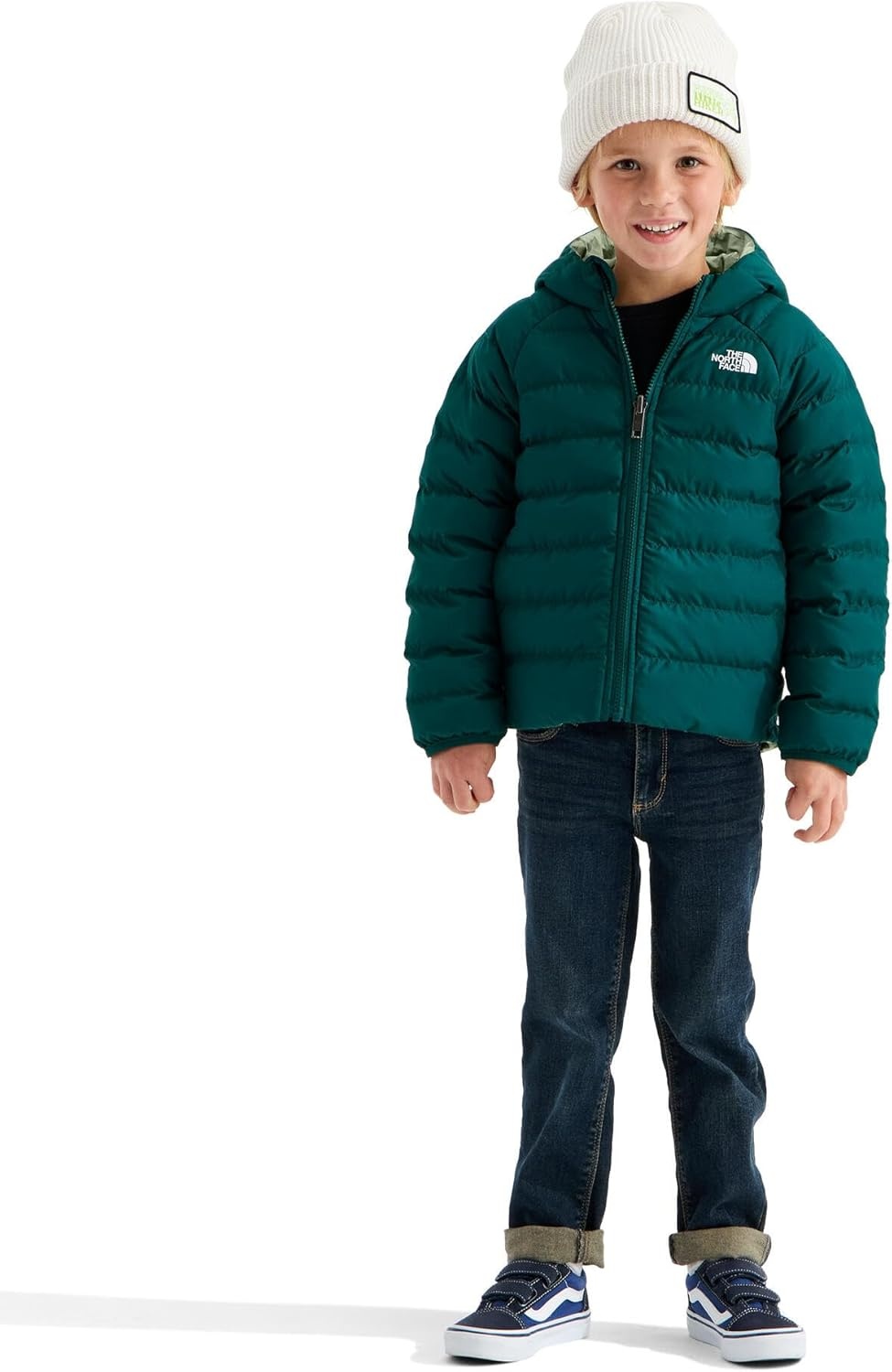 imageThe North Face Kids Reversible Perrito Insulated Hooded Jacket 2 in 1 Winter Coat for Boys amp Girls Water RepellentPacific Teal