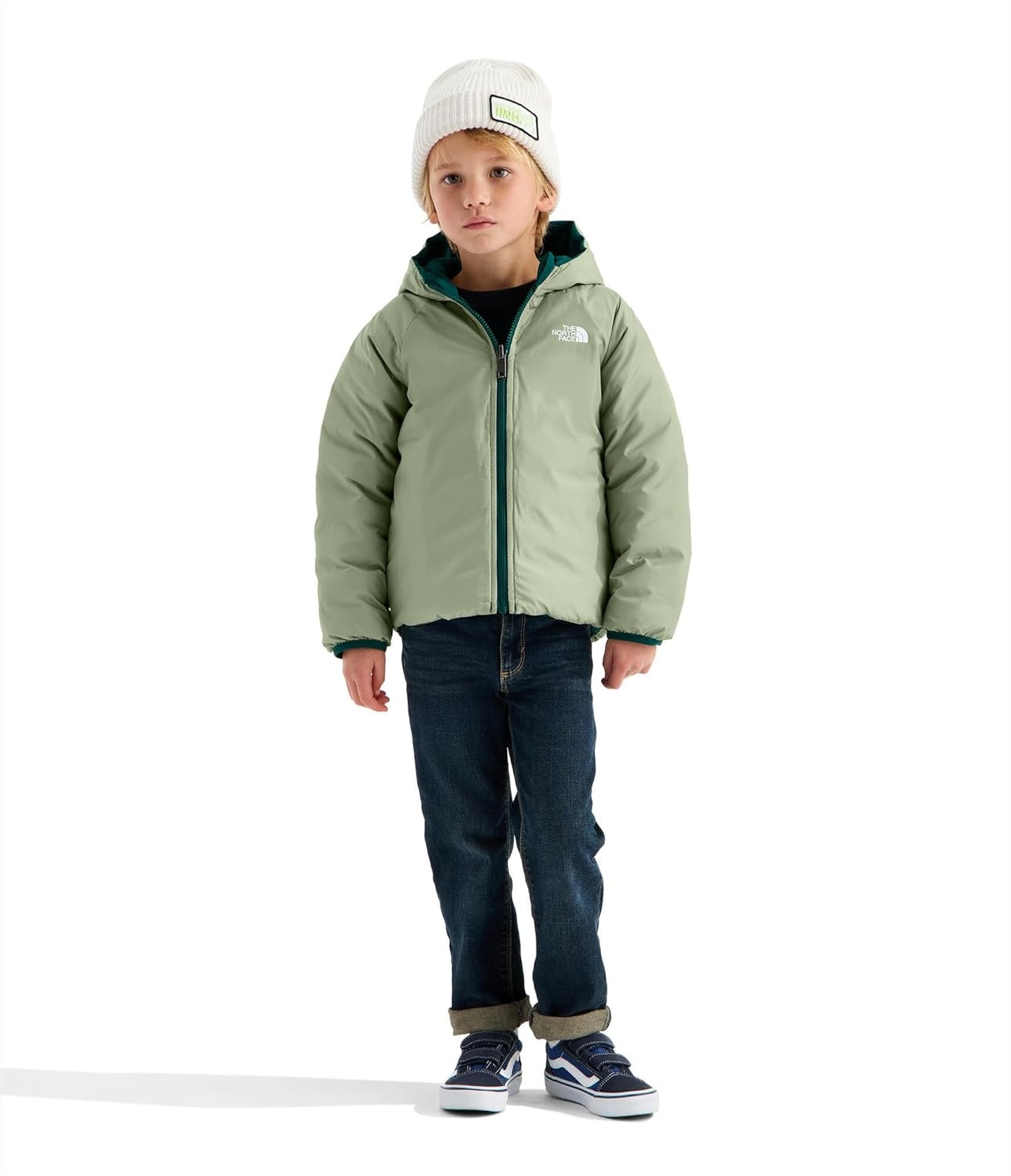 imageThe North Face Kids Reversible Perrito Insulated Hooded Jacket 2 in 1 Winter Coat for Boys amp Girls Water RepellentPacific Teal