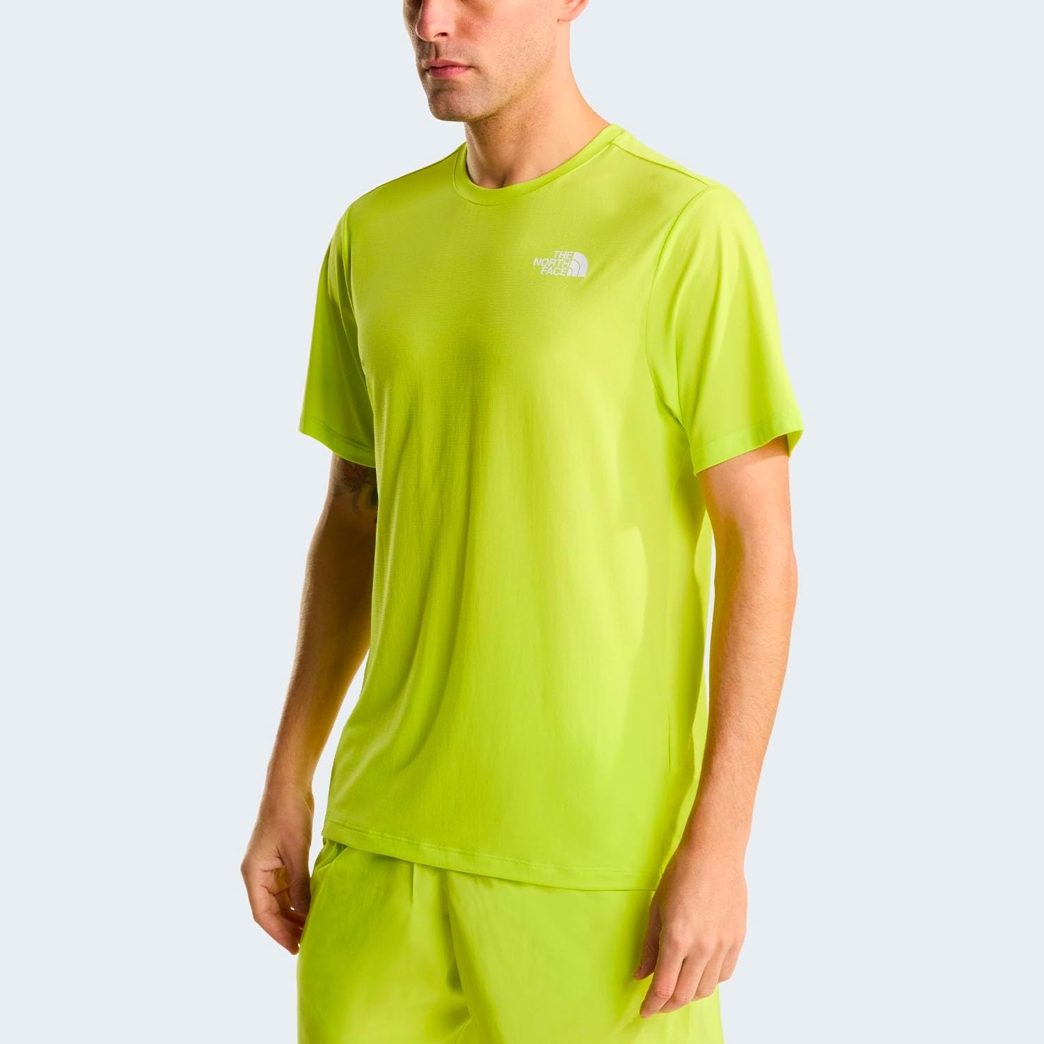 image:imageThe North Face Mens 247 ShortSleeve Tee Lightweight Athletic Shirt with Flashdry Technology amp Heat Transfer LogoFizz Lime