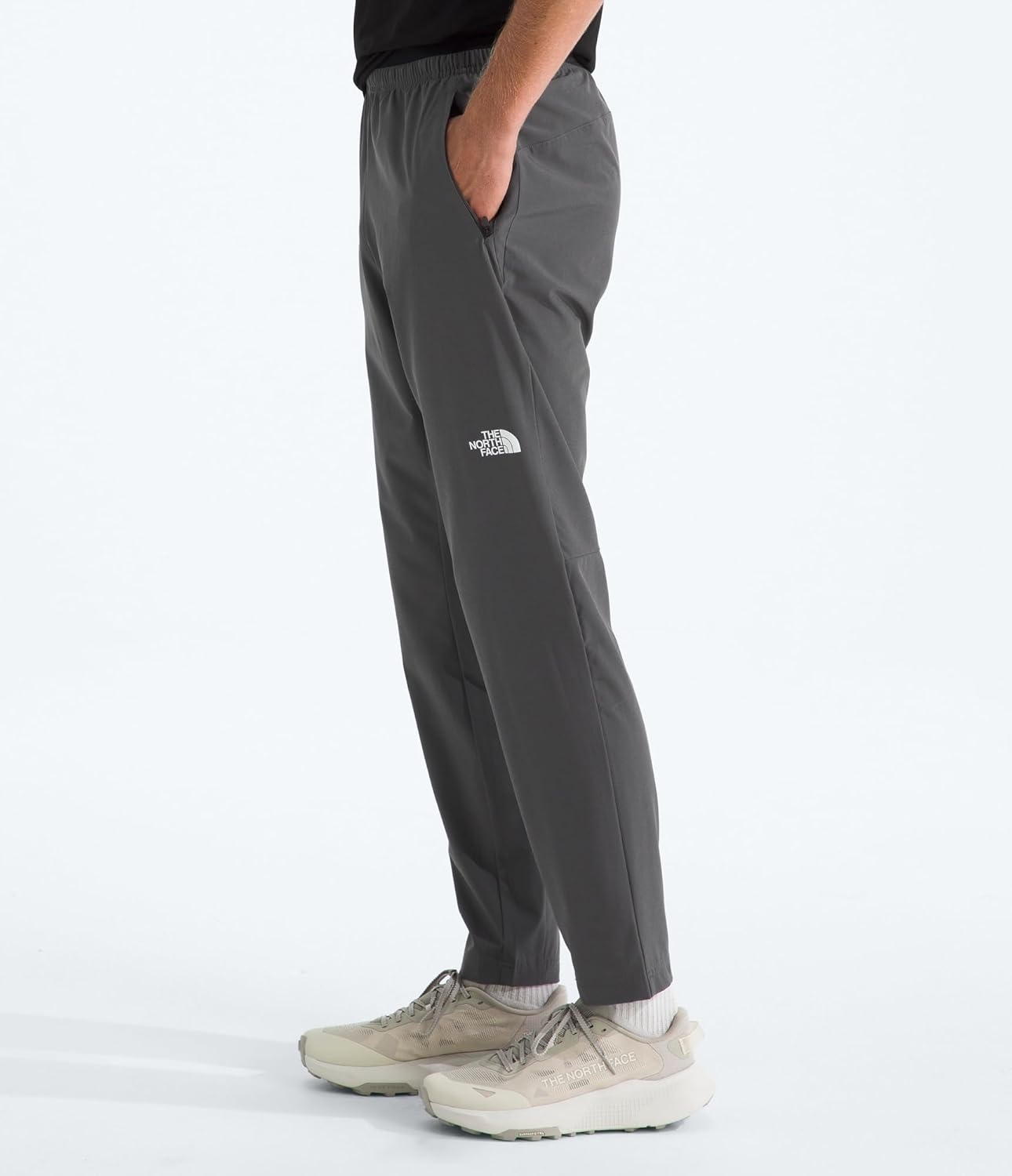 image:imageThe North Face Mens 247 Woven Jogger Lightweight Stretchy Pants Flashdry Technology Adjustable DrawcordAnthracite Grey