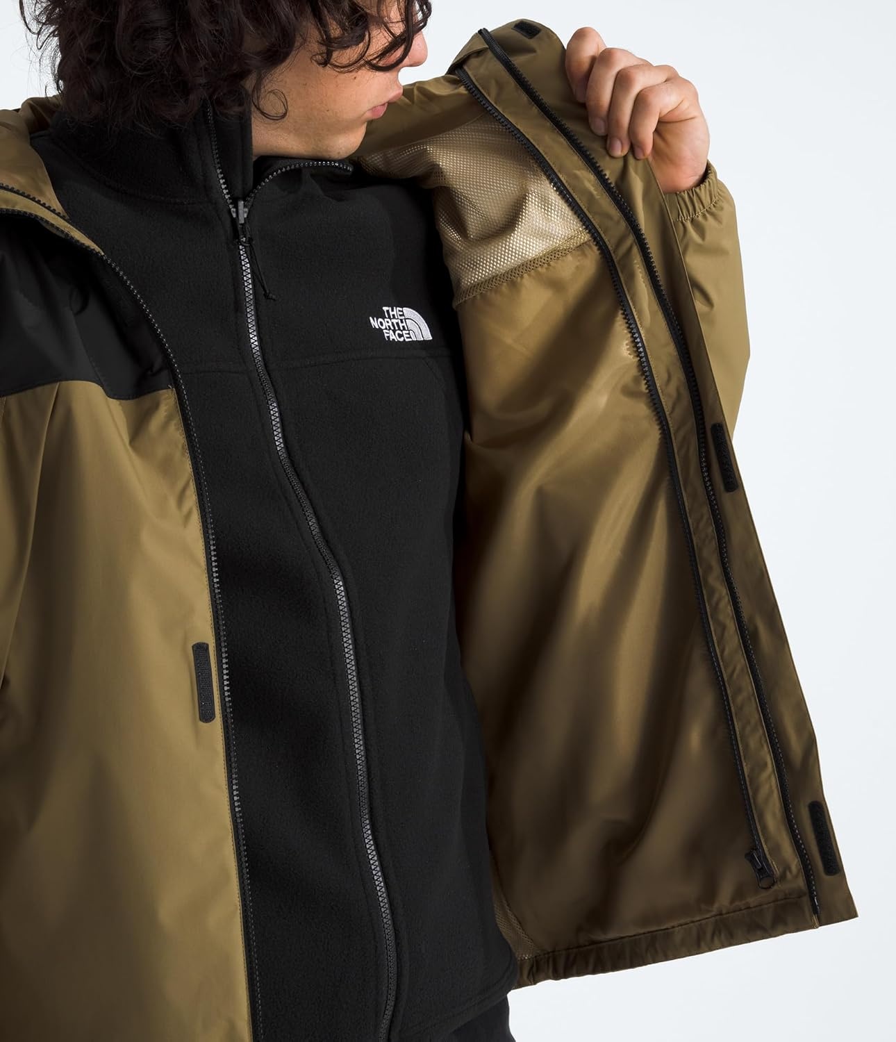 image:imageThe North Face Mens Antora Triclimate Jacket Waterproof Shell Warm Inner Fleece Layer Adjustable Hood With DrawcordCedarTnf Black