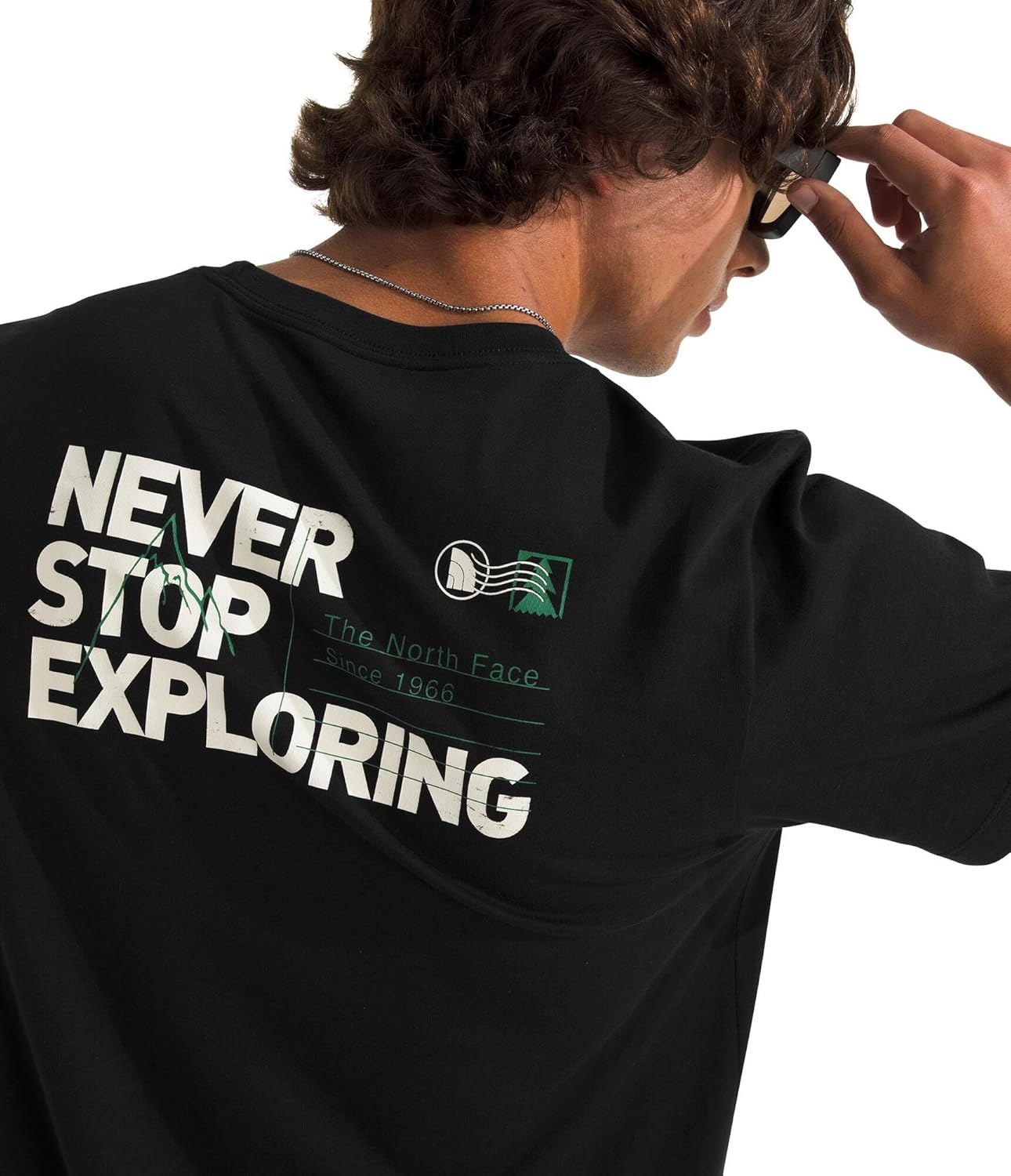 image:imageThe North Face Mens Never Stop Postcard ShortSleeve Tee Casual Stylish Graphic TShirt Regular Fit Soft Cotton FabricTnf Black
