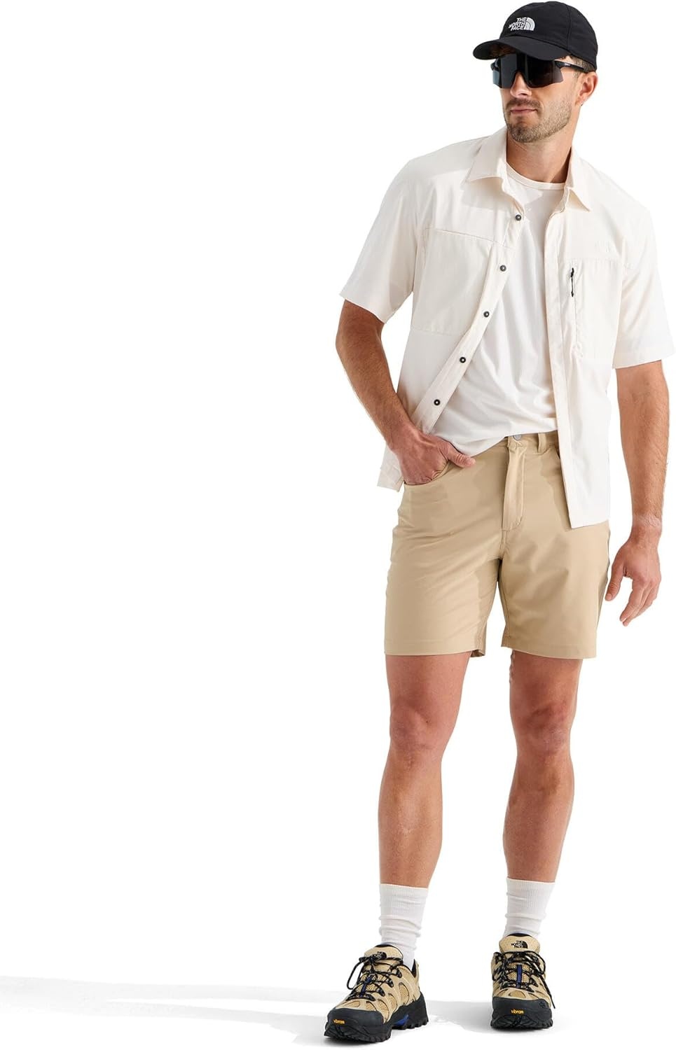 image:imageThe North Face Mens Paramount 7 Short Moisture Wicking Hiking Shorts Water Repellent Finish Belt Loops 5 PocketsKhaki Stone