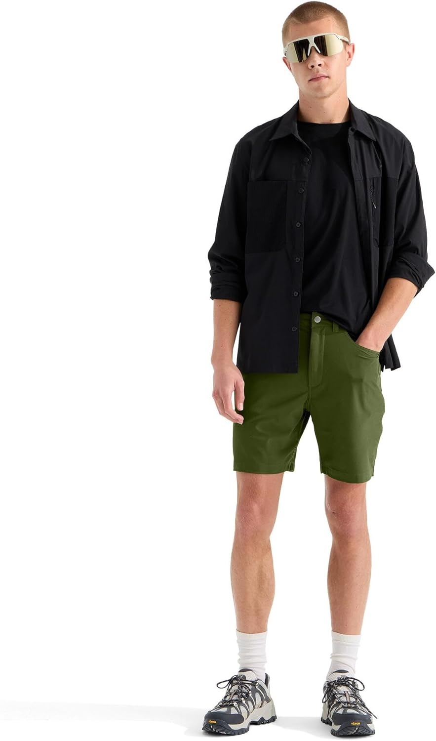 image:imageThe North Face Mens Paramount 7 Short Moisture Wicking Hiking Shorts Water Repellent Finish Belt Loops 5 PocketsWoodland Green