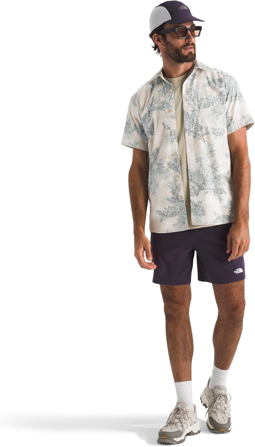 image:imageThe North Face Mens Short Sleeve Baytrail Pattern ButtonDown Shirt Soft Cotton TShirt Chest PocketDesert Stone Big Sagebrush Print