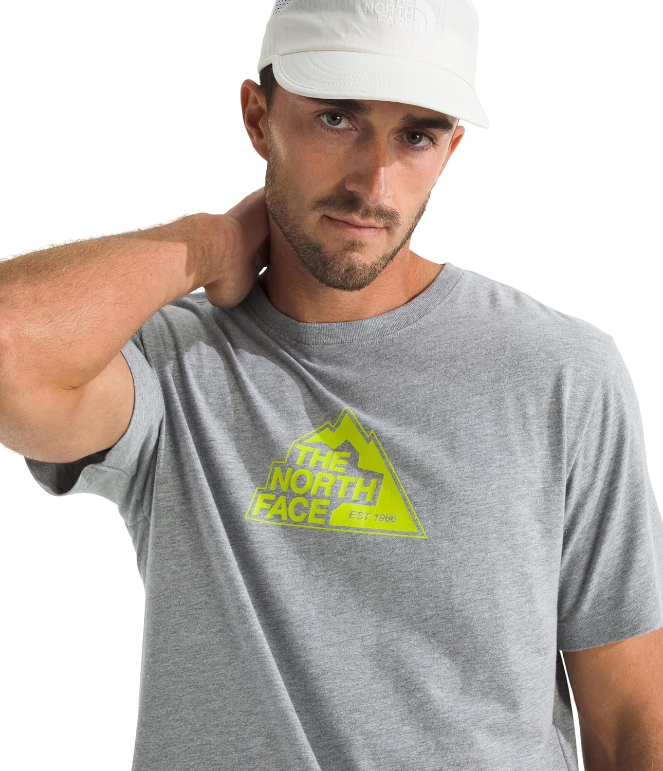 image:imageThe North Face Mens Since 66 ShortSleeve Tee Casual Stylish Graphic TShirt Regular Fit Soft FabricTnf Pale Grey HeatherFizz Lime