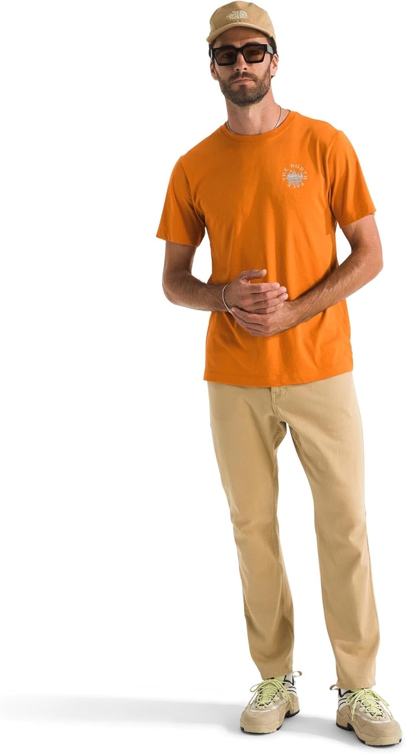 image:imageThe North Face Mens Sunrise Escape Regular Short Sleeve Tee Casual Graphic TShirt Regular Fit Soft Cotton FabricDust Orange