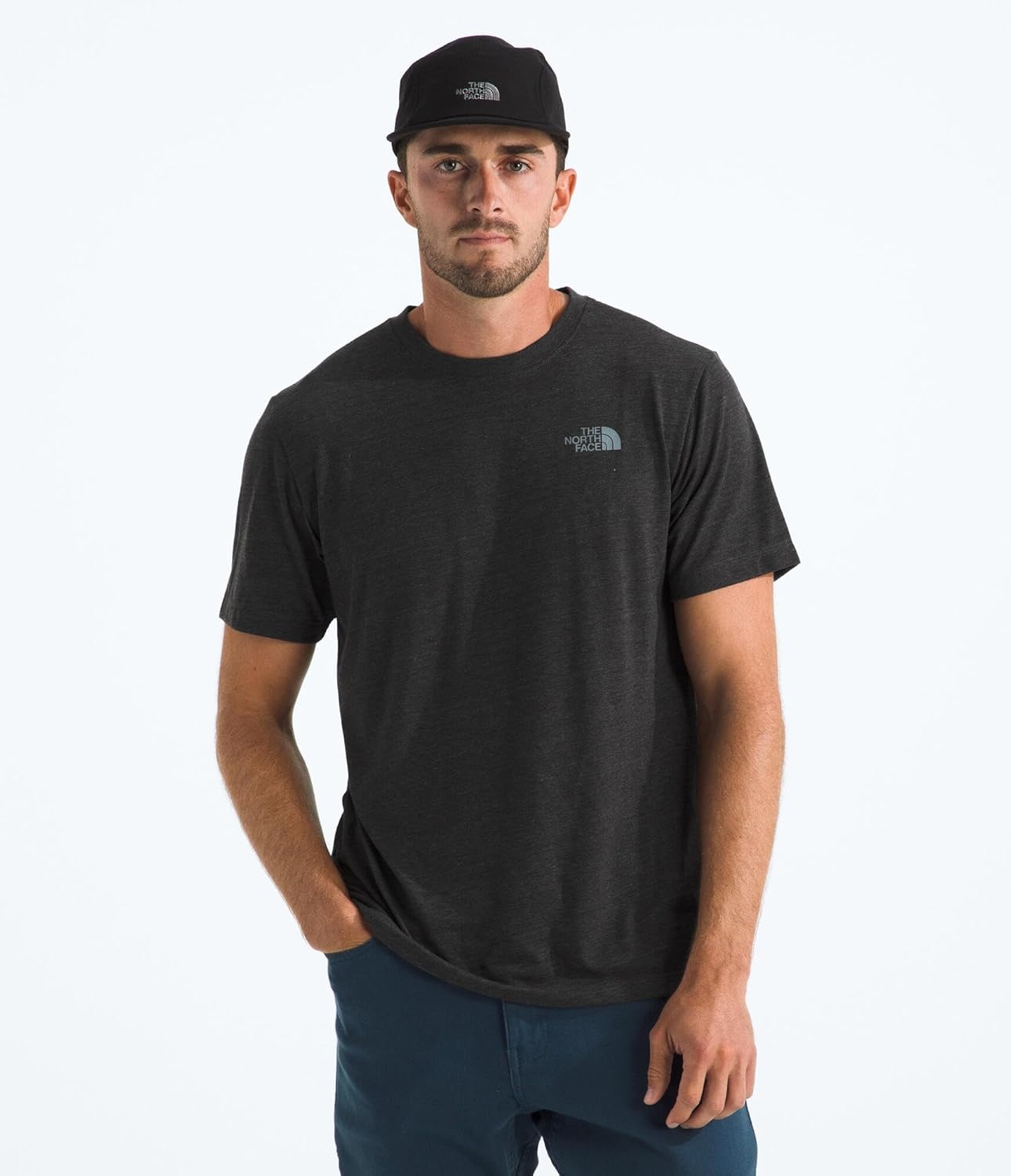 image:imageThe North Face Mens TriBlend Mountain Days ShortSleeve Tee Casual Graphic TShirt Regular Fit CottonPolyesterTencelTnf Dark Grey White Heather