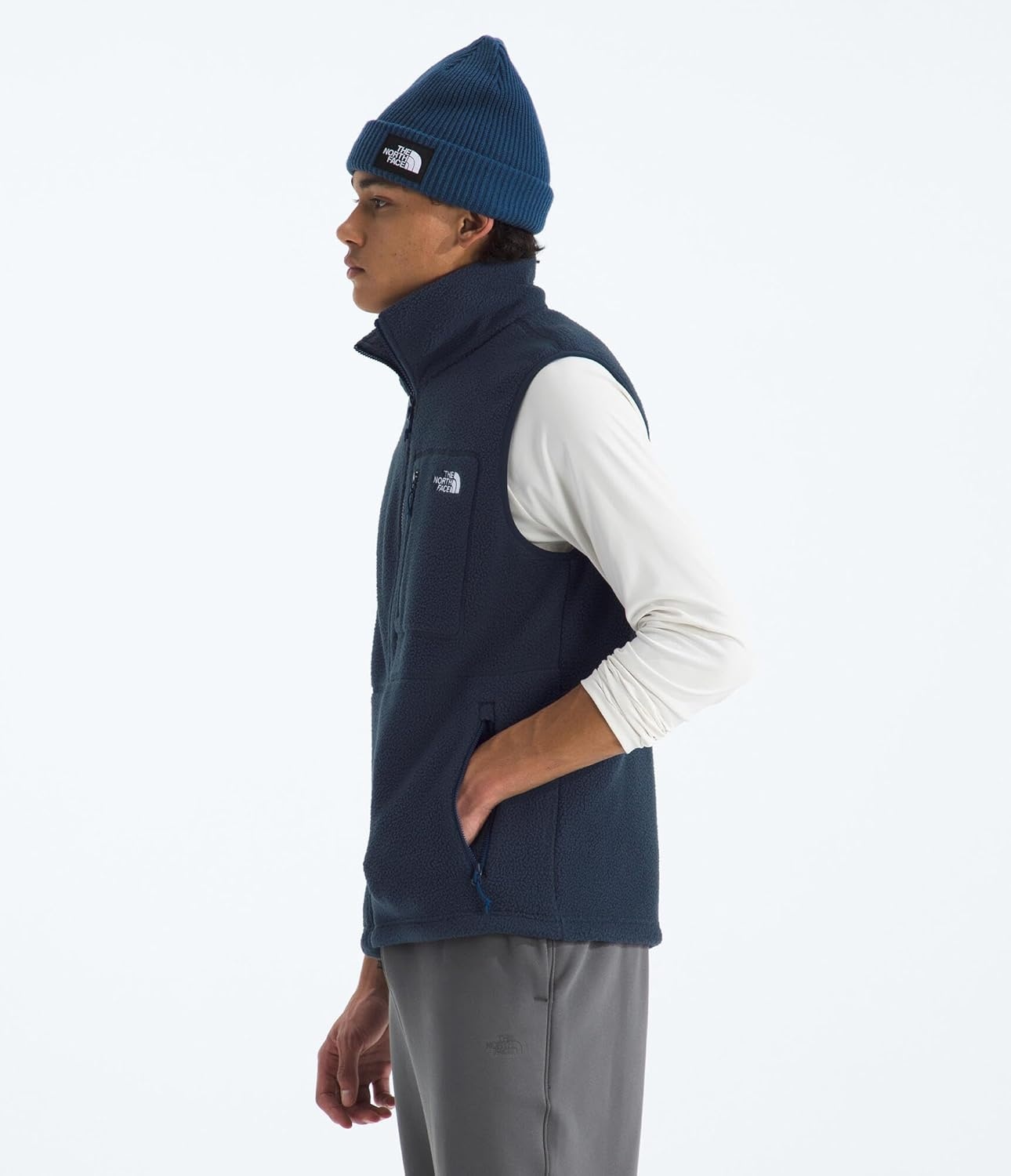 image:imageThe North Face Mens Yumiori Vest Lightweight Fleece Zip Up With Stretch Binding Internal Cinch Cord amp Secure Zip PocketsSummit NavyEstate Blue