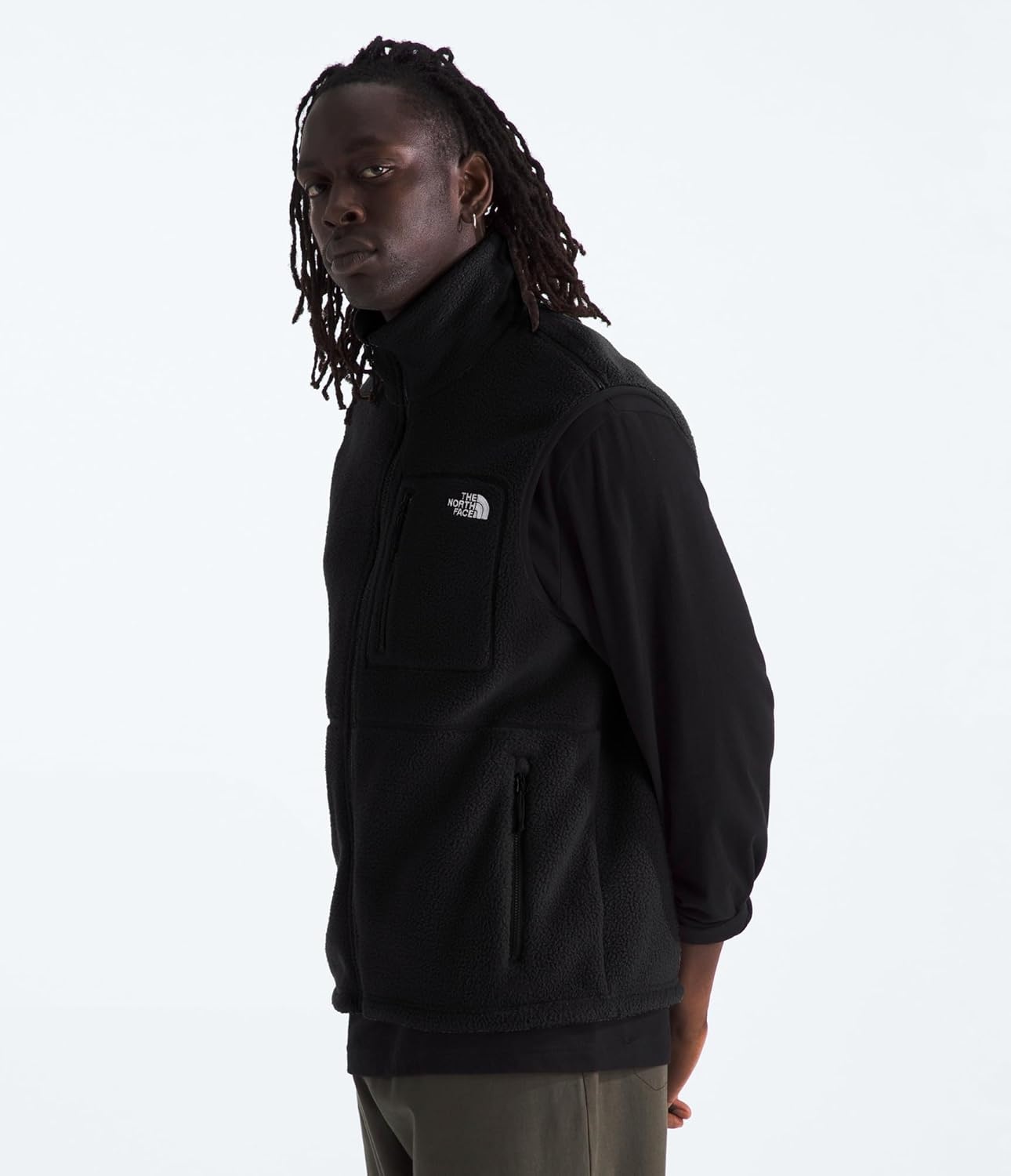 image:imageThe North Face Mens Yumiori Vest Lightweight Fleece Zip Up With Stretch Binding Internal Cinch Cord amp Secure Zip PocketsTnf Black