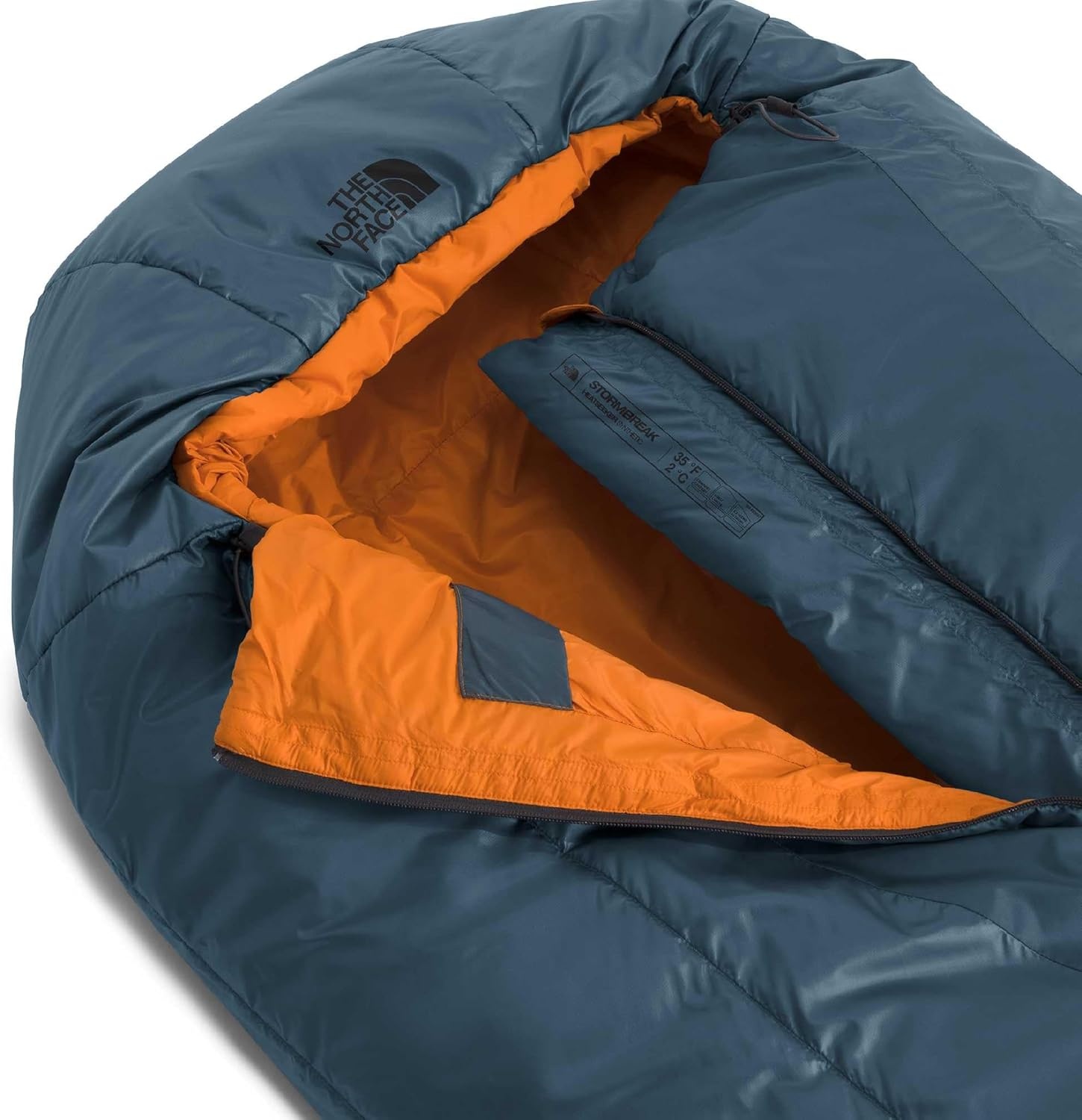 image:imageThe North Face SleepingBags Stormbreak 35F 17C Backpacking Sleeping Bag Water Repellent Fully Insulated Includes Stuff SackGranite GreyDust Orange