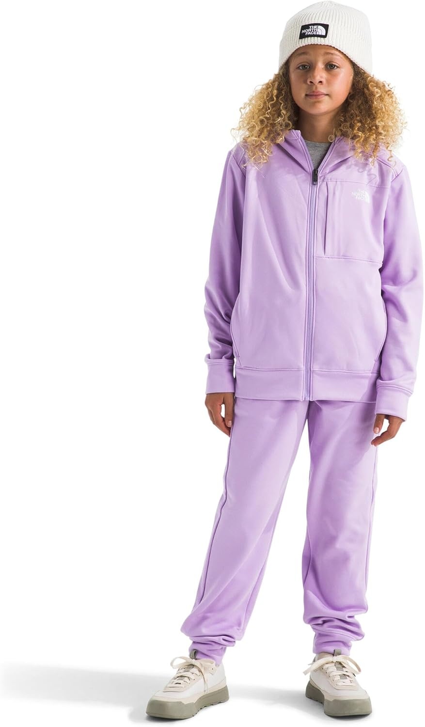 imageThe North Face Teen TNF Performance Fleece Full Zip Hooded Jacket Hoodie for Boys amp Girls Chest Pocket SetIn SleevesLite Lilac