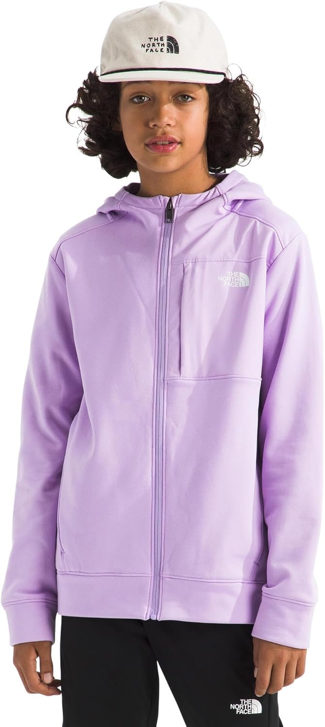 imageThe North Face Teen TNF Performance Fleece Full Zip Hooded Jacket Hoodie for Boys amp Girls Chest Pocket SetIn SleevesLite Lilac