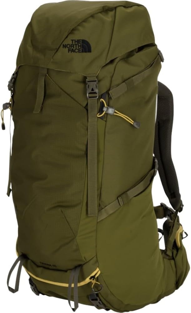 imageThe North Face Terra 55 Backpack Unisex Hiking Pack CinchTop Opening with Zipper Pole amp Ice Axe Attachments TNF BlackAsphalt GreyNPF SmallMediumForest OliveNew Taupe Greennpf