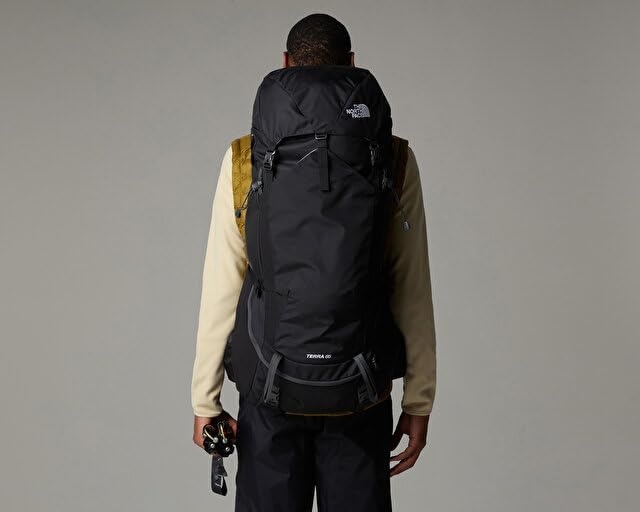 imageThe North Face Terra 65 Backpack Unisex Hiking Pack CinchTop Opening with Zipper Pole amp Ice Axe Attachments TNF BlackAsphalt GreyNPF LargeXLargeTnf BlackAsphalt Greynpf