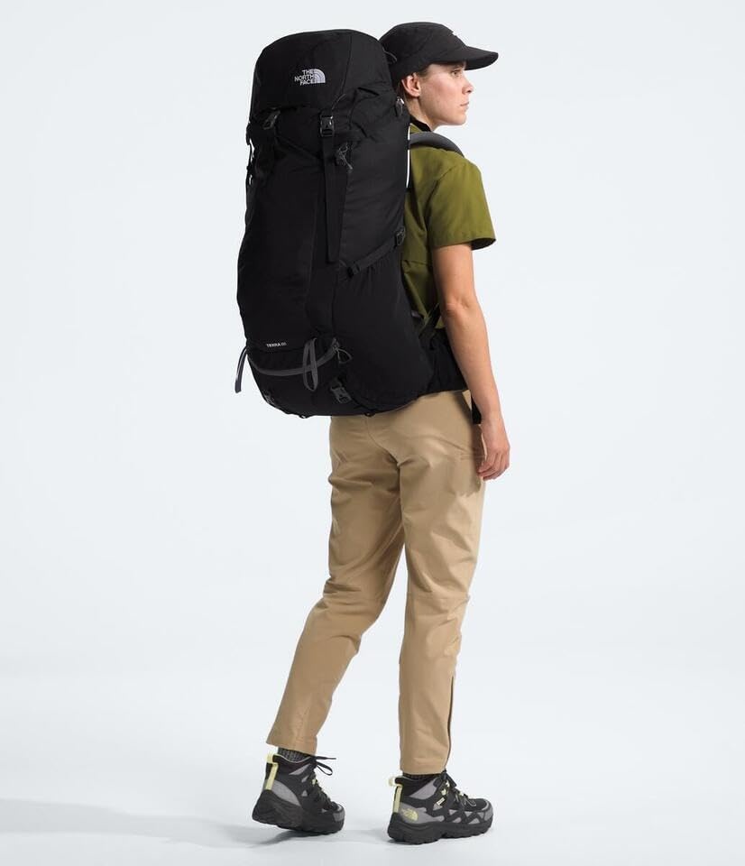 imageThe North Face Terra 65 Backpack Unisex Hiking Pack CinchTop Opening with Zipper Pole amp Ice Axe Attachments TNF BlackAsphalt GreyNPF LargeXLargeTnf BlackAsphalt Greynpf