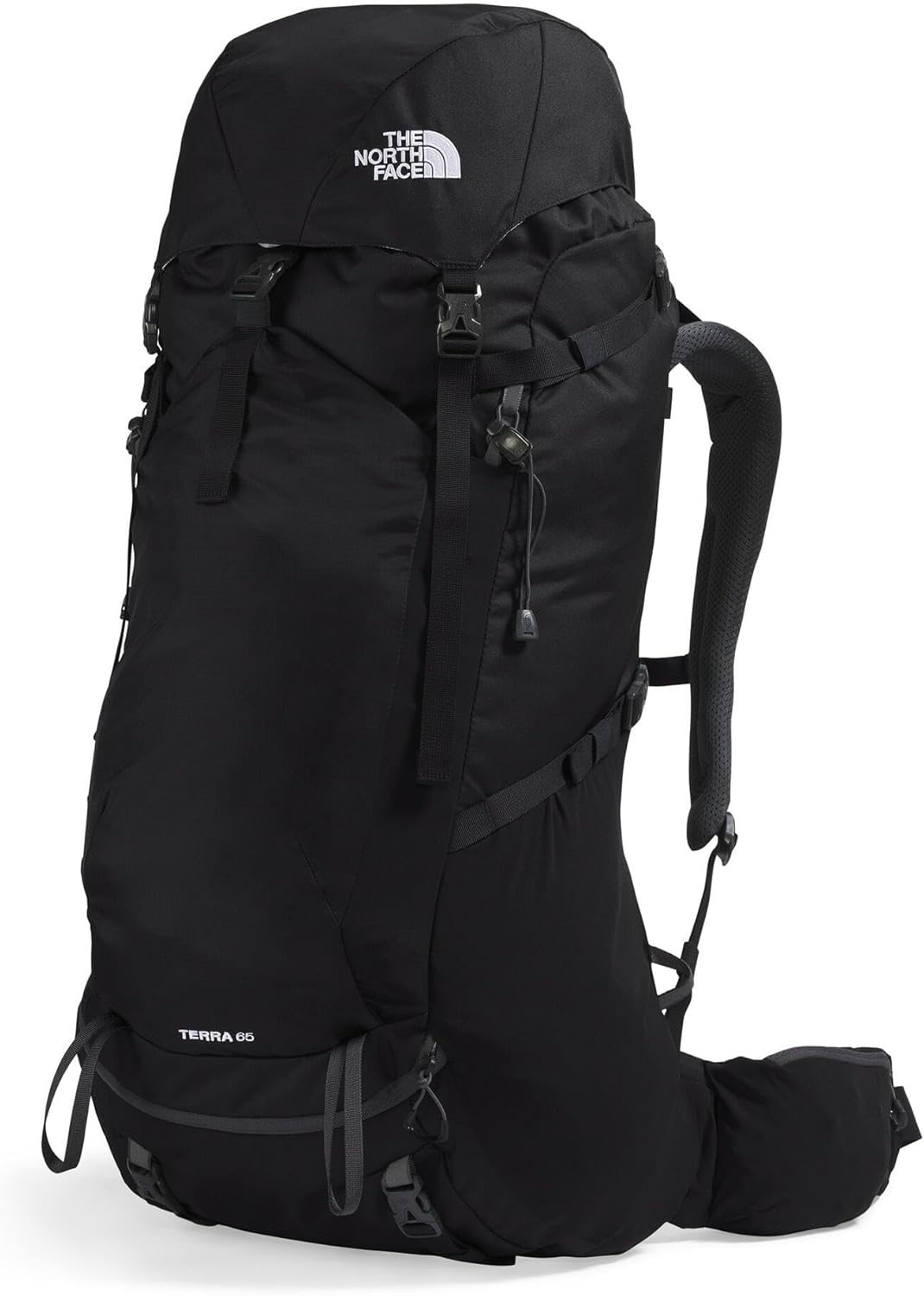 imageThe North Face Terra 65 Backpack Unisex Hiking Pack CinchTop Opening with Zipper Pole amp Ice Axe Attachments TNF BlackAsphalt GreyNPF LargeXLargeTnf BlackAsphalt Greynpf