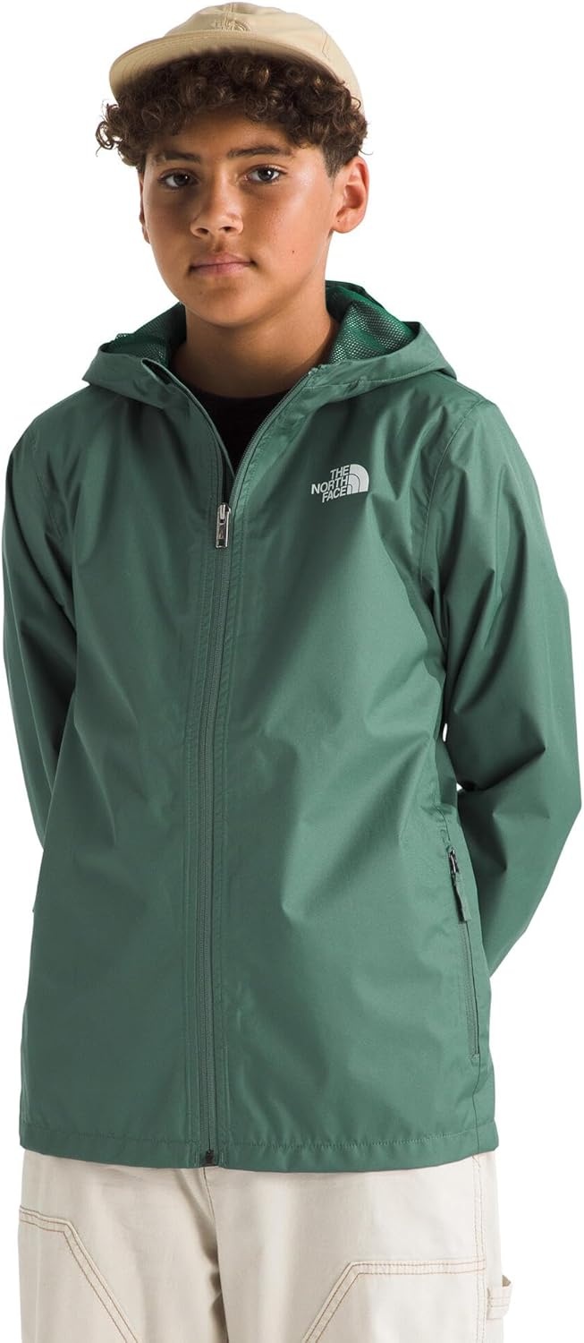 imageThe North Face Unisex Kids Zipline Rain Jacket Waterproof Rain Coat Secure Zip Pockets Weather Ready HoodDuck Green