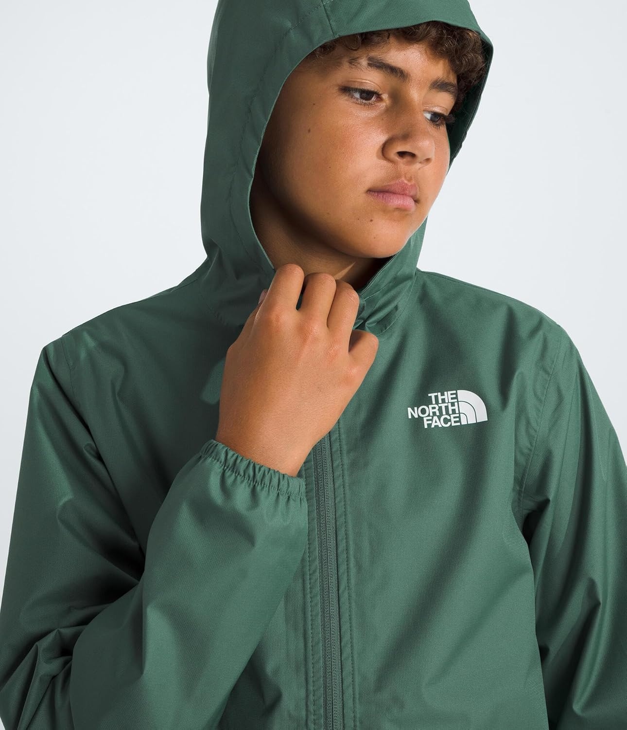 imageThe North Face Unisex Kids Zipline Rain Jacket Waterproof Rain Coat Secure Zip Pockets Weather Ready HoodDuck Green
