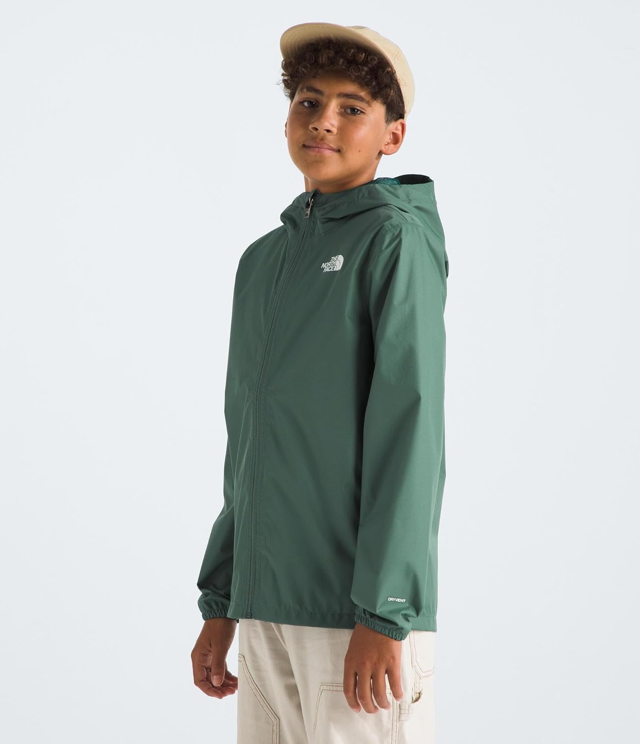 imageThe North Face Unisex Kids Zipline Rain Jacket Waterproof Rain Coat Secure Zip Pockets Weather Ready HoodDuck Green