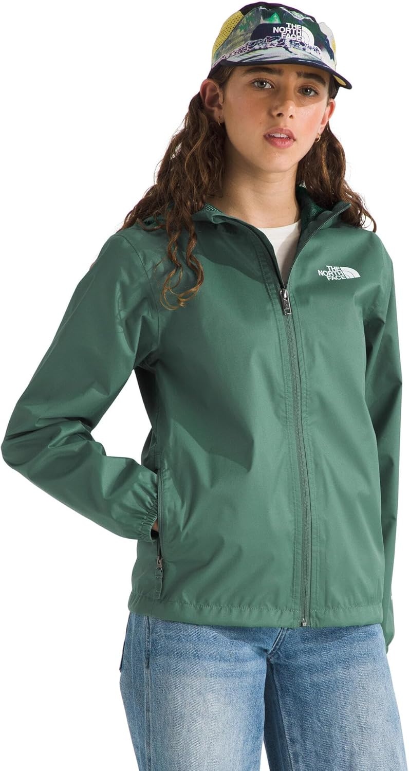 imageThe North Face Unisex Kids Zipline Rain Jacket Waterproof Rain Coat Secure Zip Pockets Weather Ready HoodDuck Green