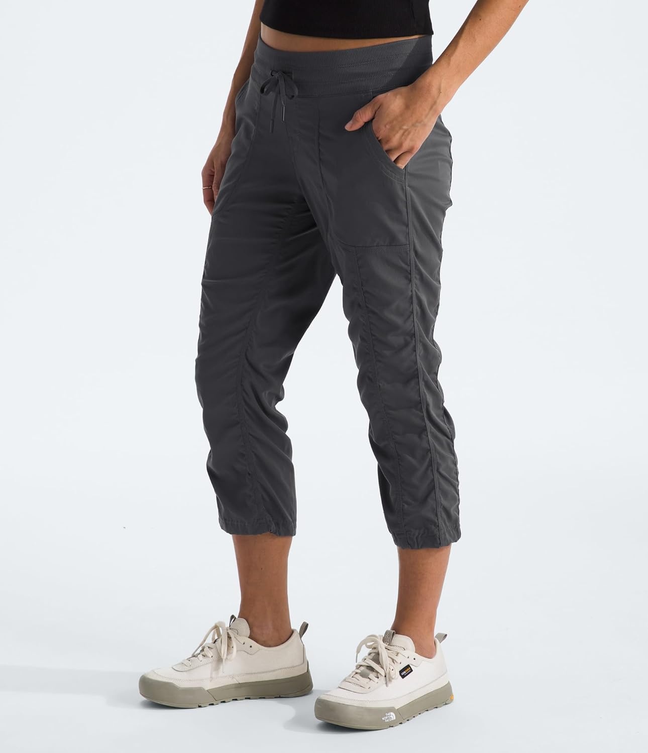image:imageThe North Face Womens Aphrodite 20 Capri Moisture Wicking Water Repellent Finish UPF 40 ProtectionAsphalt Greynpf