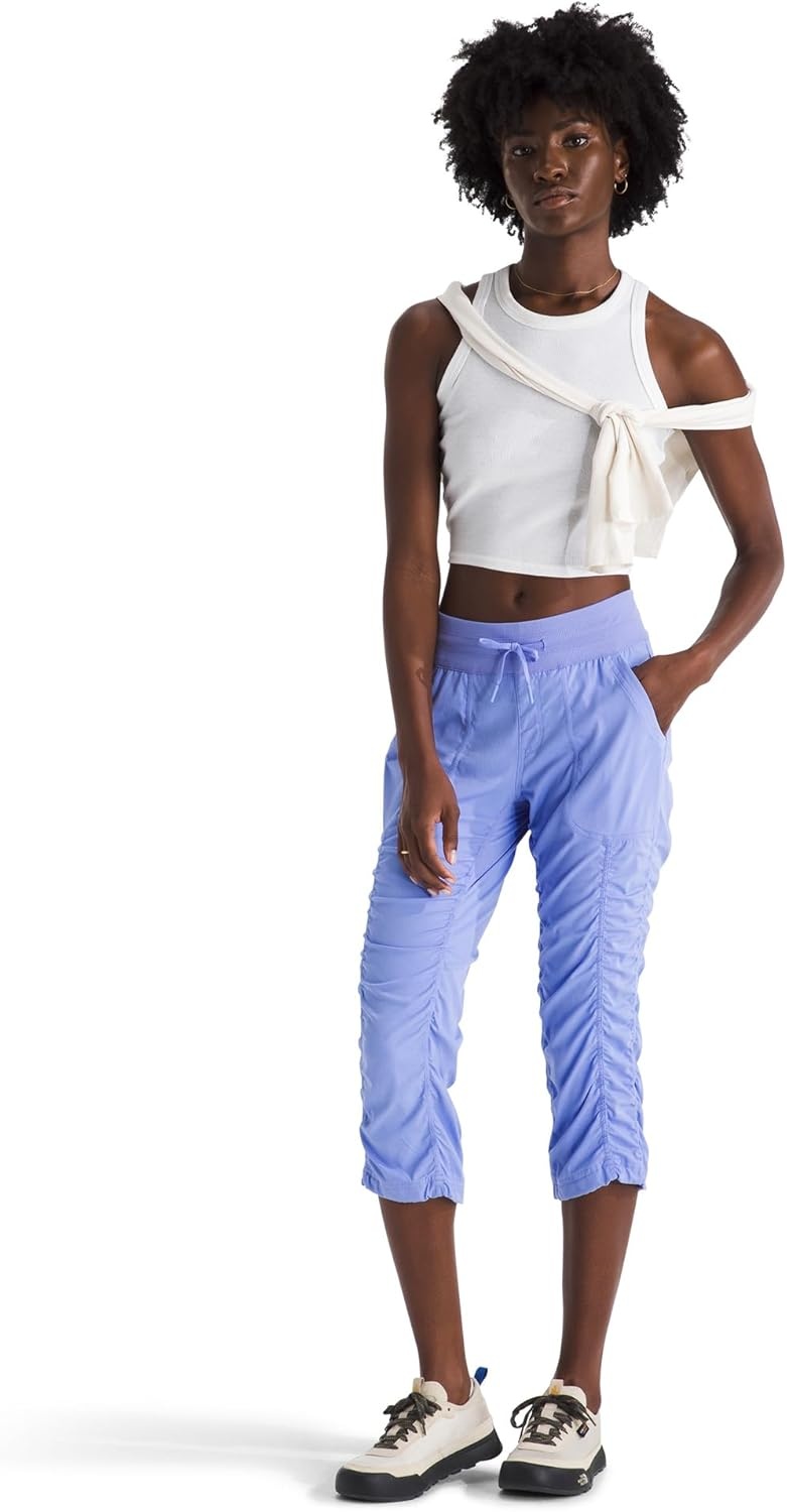 image:imageThe North Face Womens Aphrodite 20 Capri Moisture Wicking Water Repellent Finish UPF 40 ProtectionPeriwinkle Glow