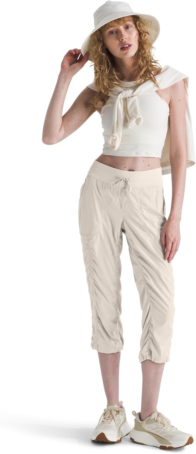 image:imageThe North Face Womens Aphrodite 20 Capri Moisture Wicking Water Repellent Finish UPF 40 ProtectionWhite Dunenpf