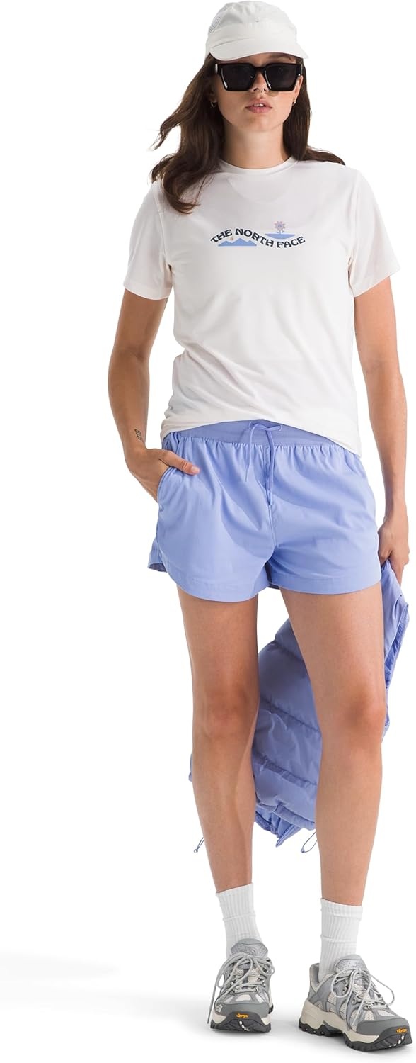 image:imageThe North Face Womens Aphrodite Arise 3 Short Standard amp Plus Size Moisture Wicking Adjustable Elastic WaistbandPeriwinkle Glow