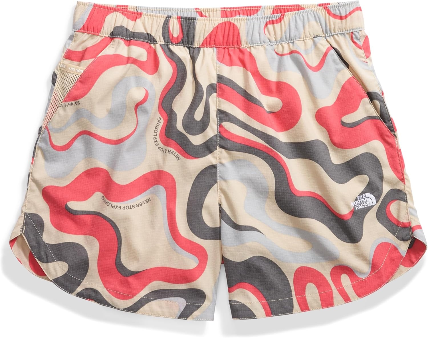 image:imageThe North Face Womens Class V Pathfinder Pullon 3 Short Moisture Wicking Elastic WaistbandGravel Wavy Lines Print